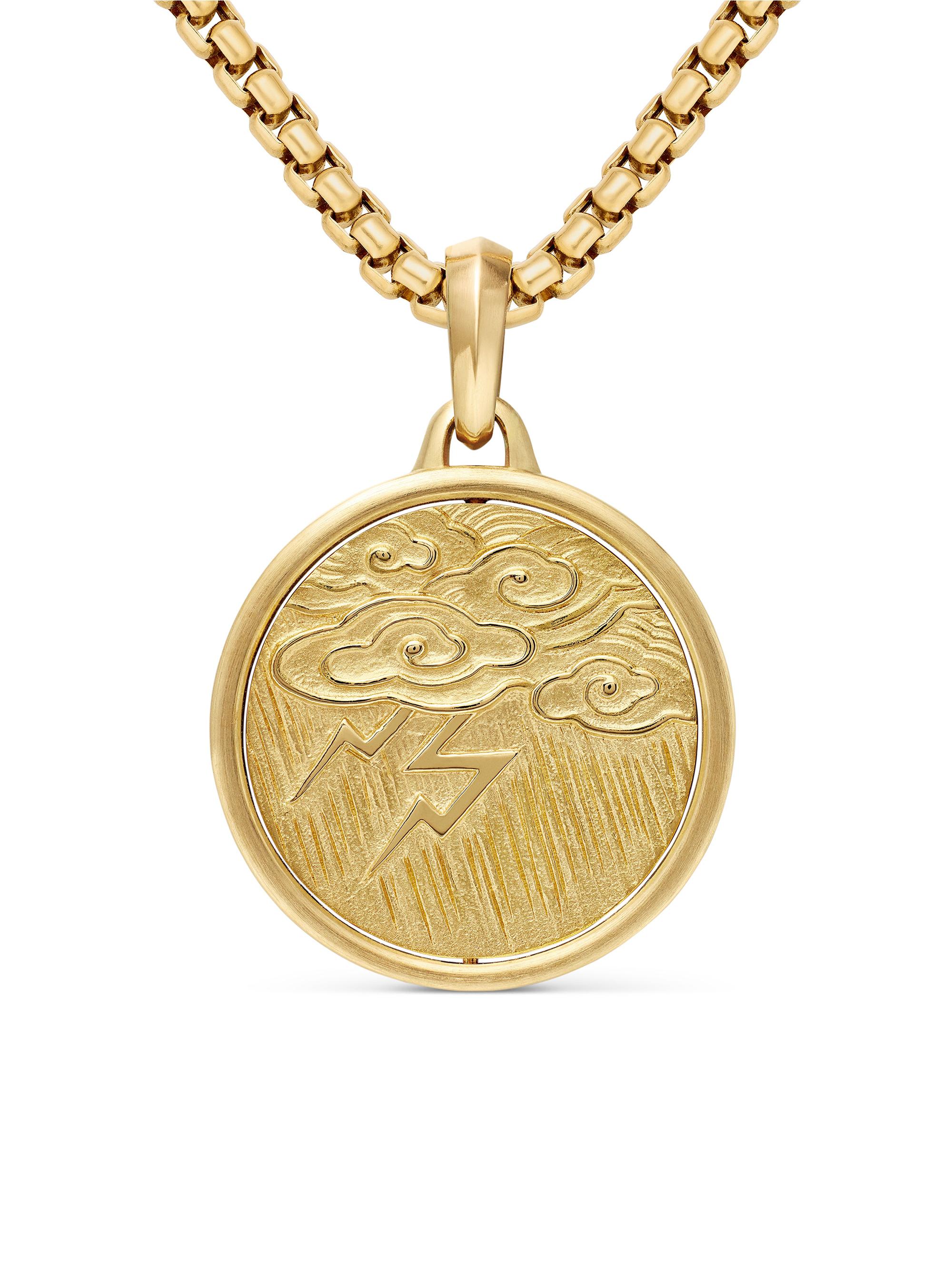 David Yurman Men's Storm Duality Amulet in 18K Yellow Gold, 30MM - Gold