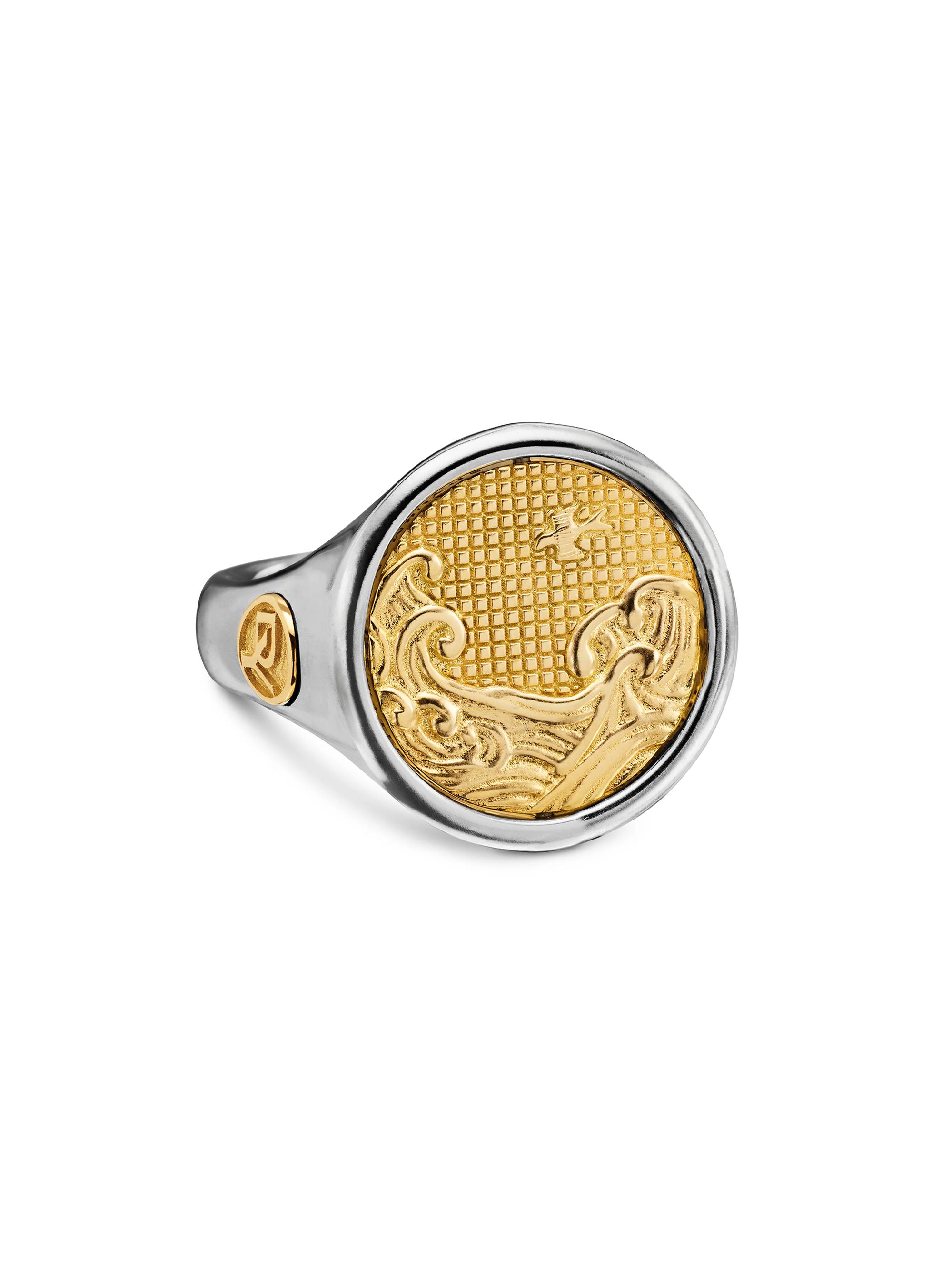David Yurman Men's Water and Fire Duality Signet Ring in Sterling Silver - Silver