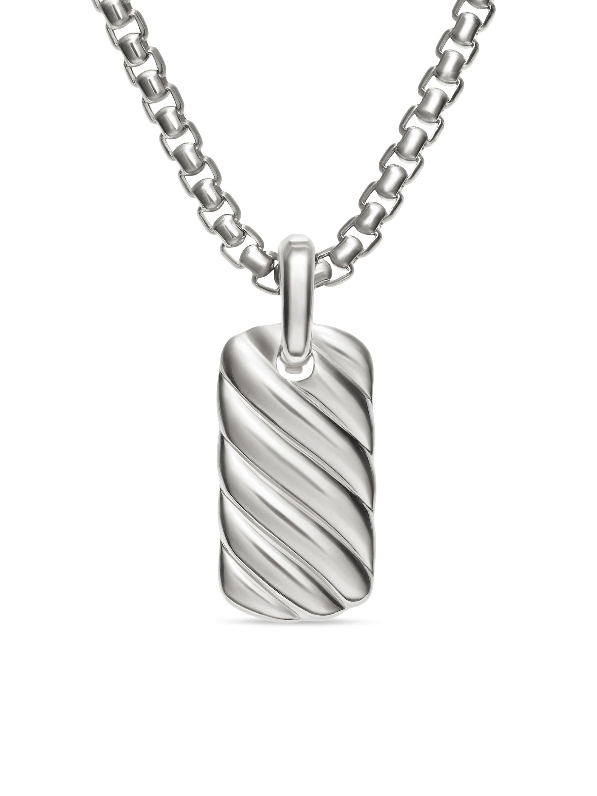 David Yurman Women's Petite Sculpted Cable Tag in Sterling Silver, 24MM - Silver
