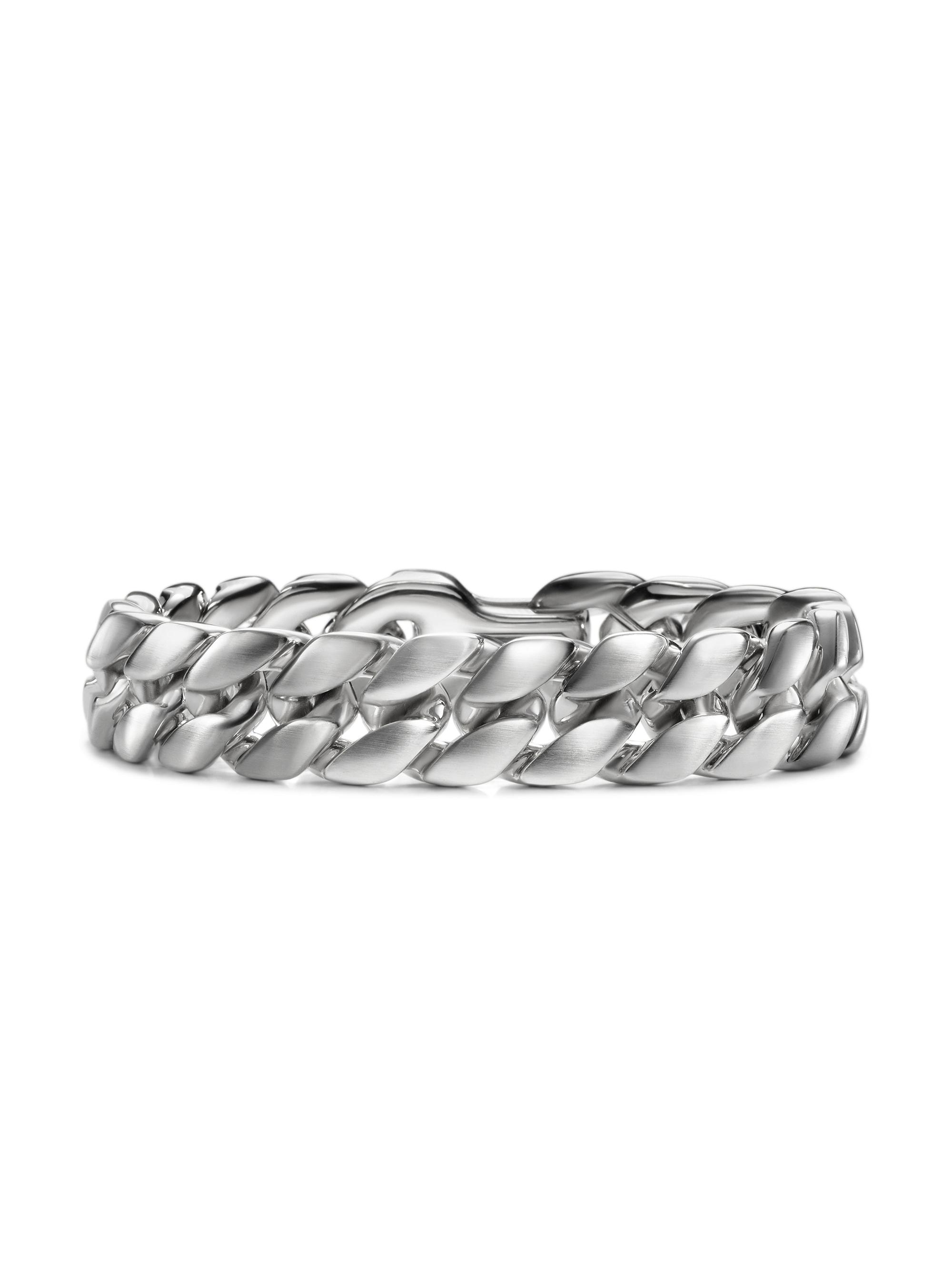 David Yurman Men's Curb Chain Bracelet in Platinum, 14.5MM - Silver