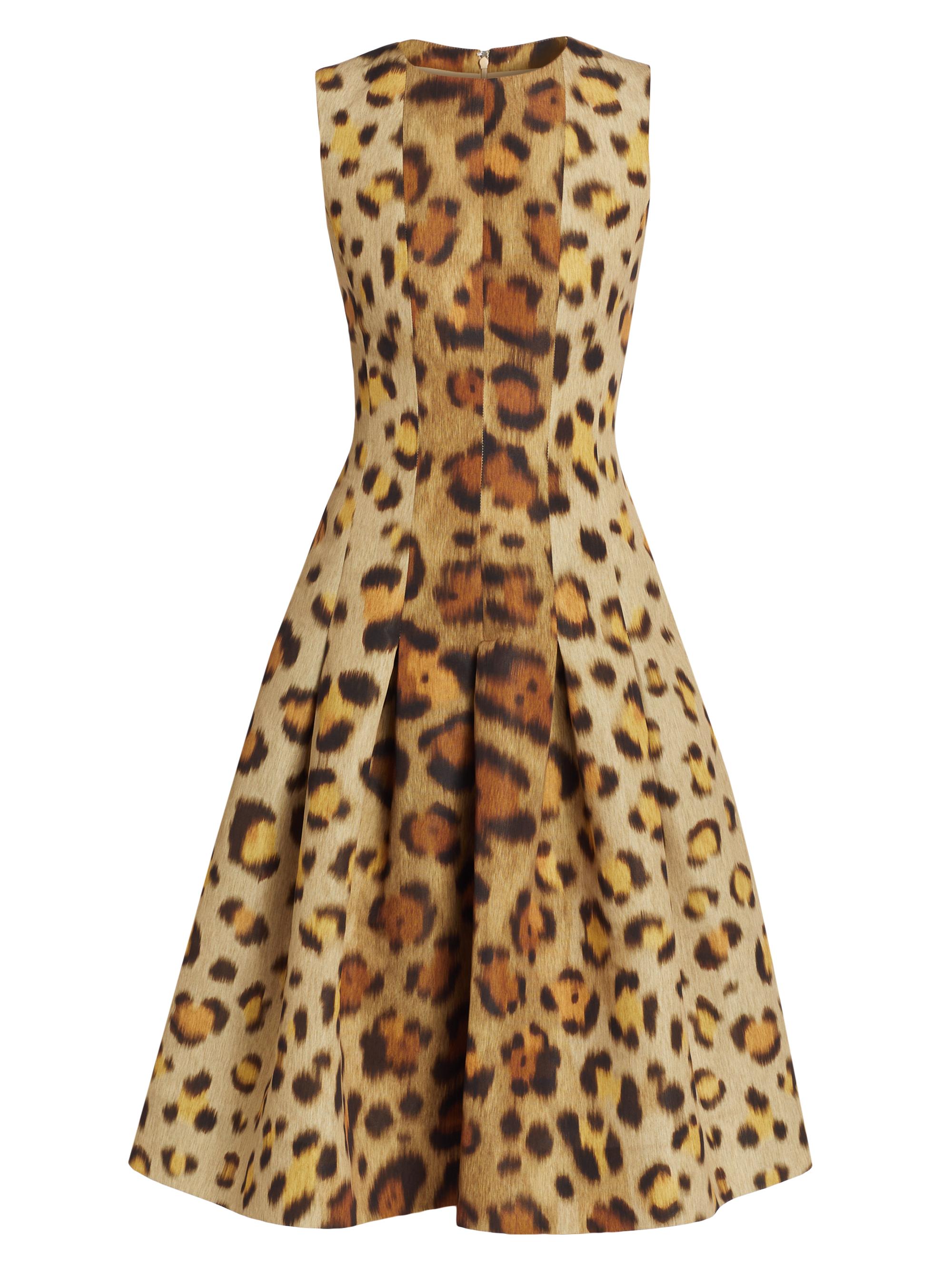 Oscar de la Renta Women's Jaguar Pleated Cocktail Dress - Beige Multi