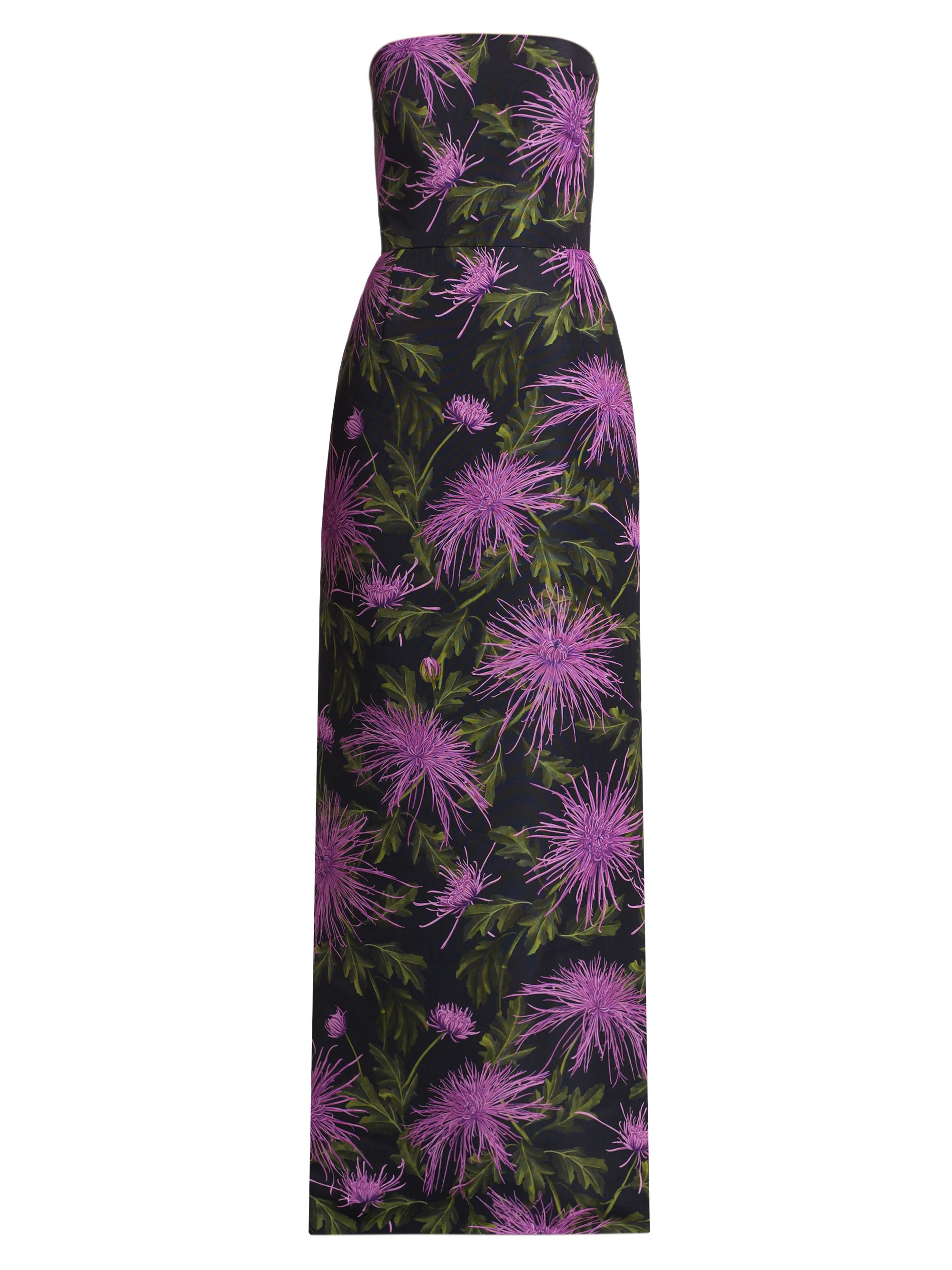 Oscar de la Renta Women's Geranium Silk Faille Column Gown - Purple Navy