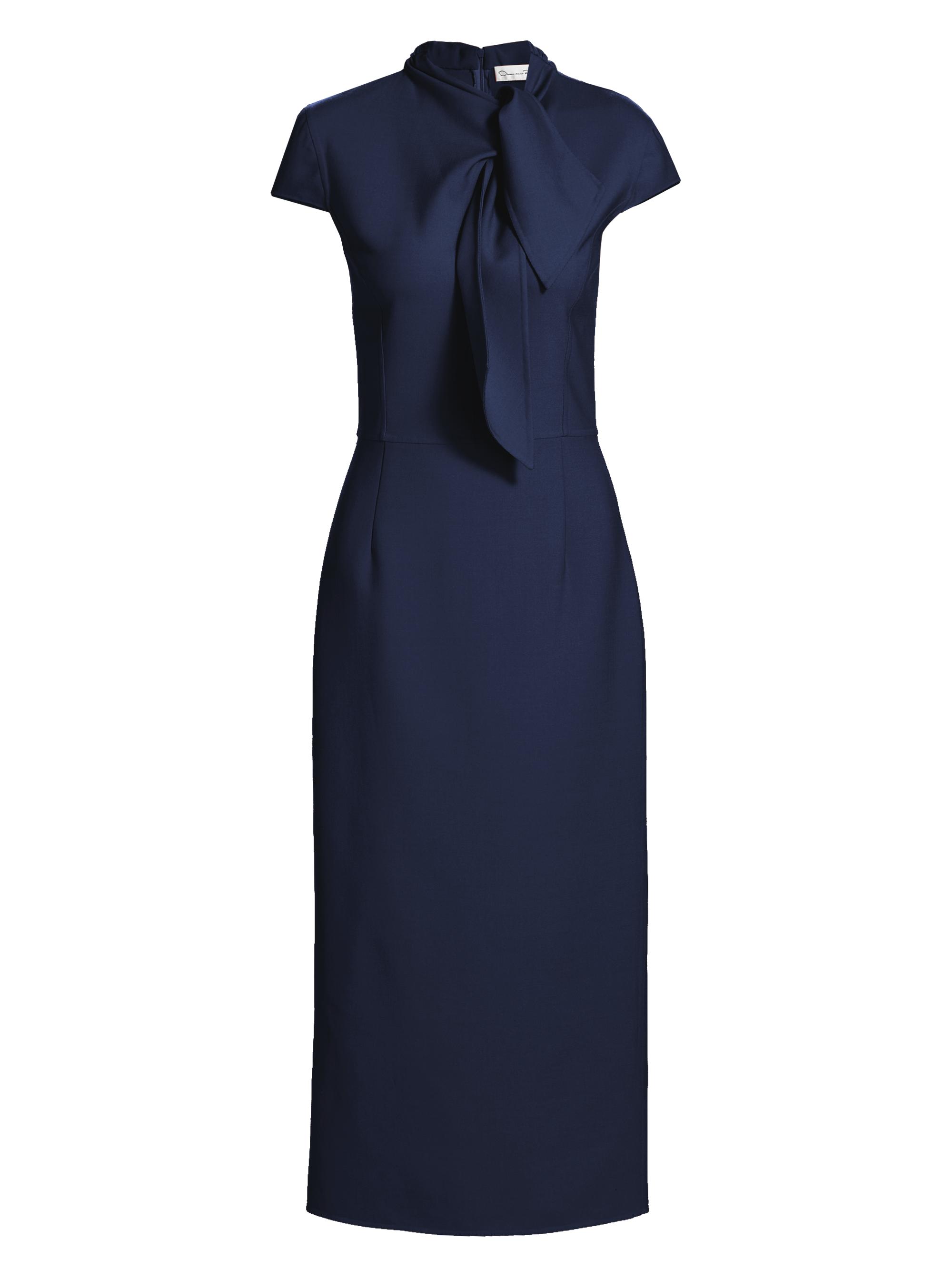 Oscar de la Renta Women's Wool-Blend Tieneck Cocktail Dress - Navy