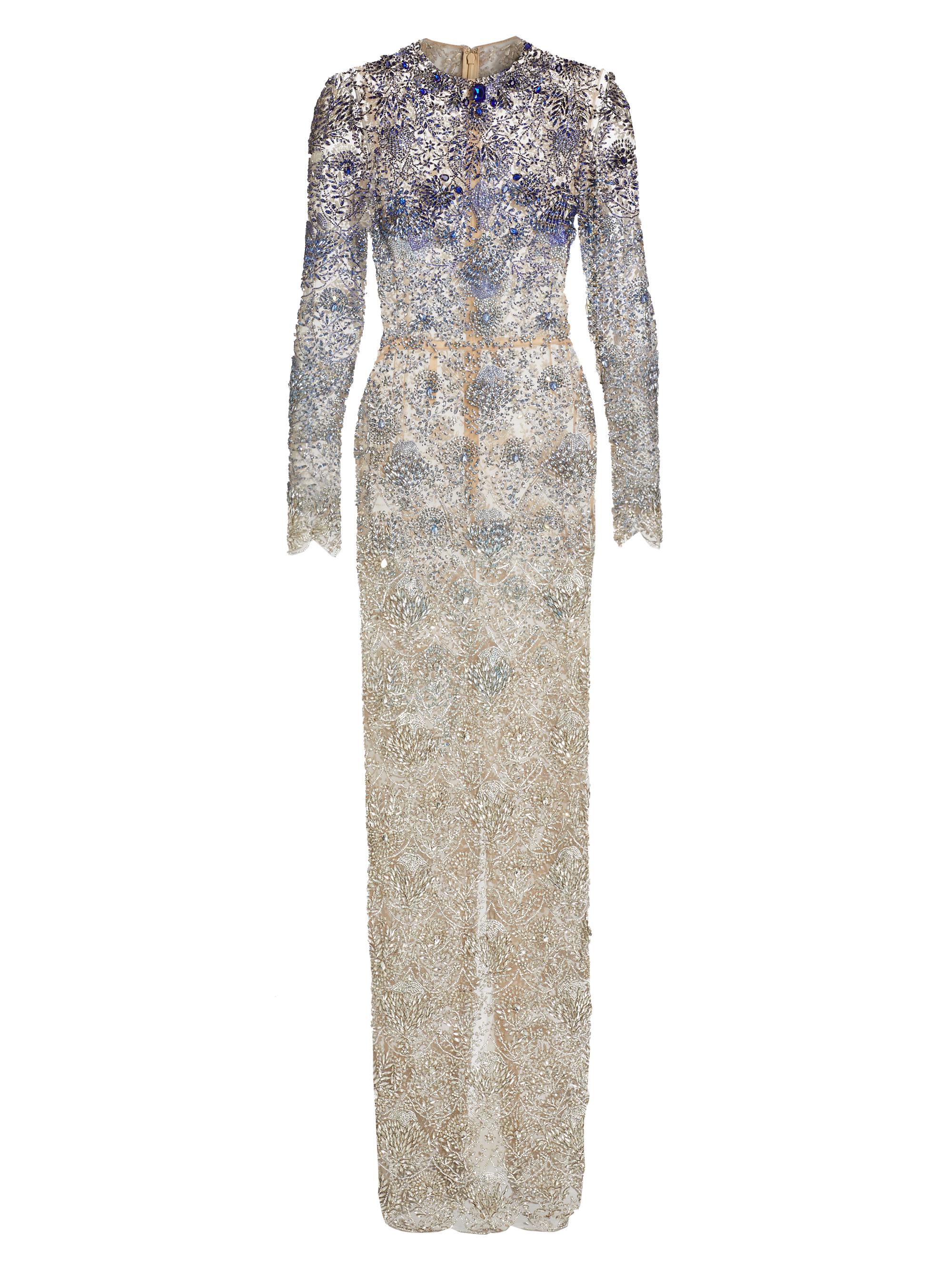 Oscar de la Renta Women's Crystal-Embroidered Ombré Gown - Sapphire