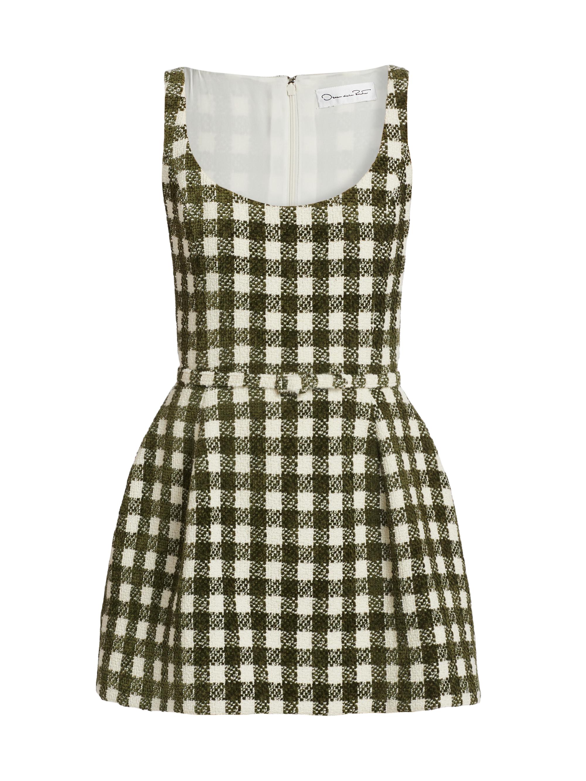 Oscar de la Renta Women's Check Tweed Wool-Blend Minidress -  Olive