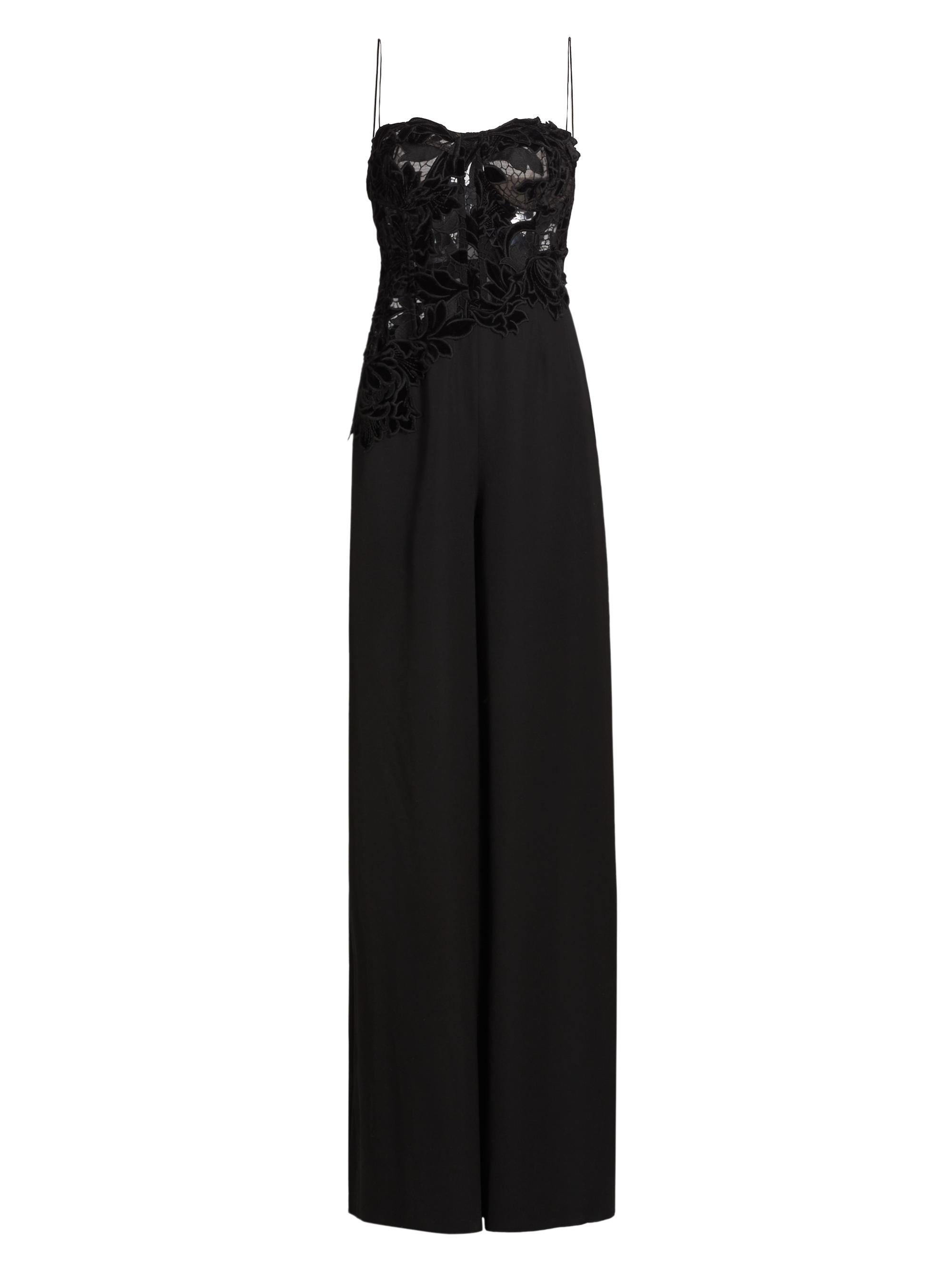 Oscar de la Renta Women's Velvet Guipure Jumpsuit - Black