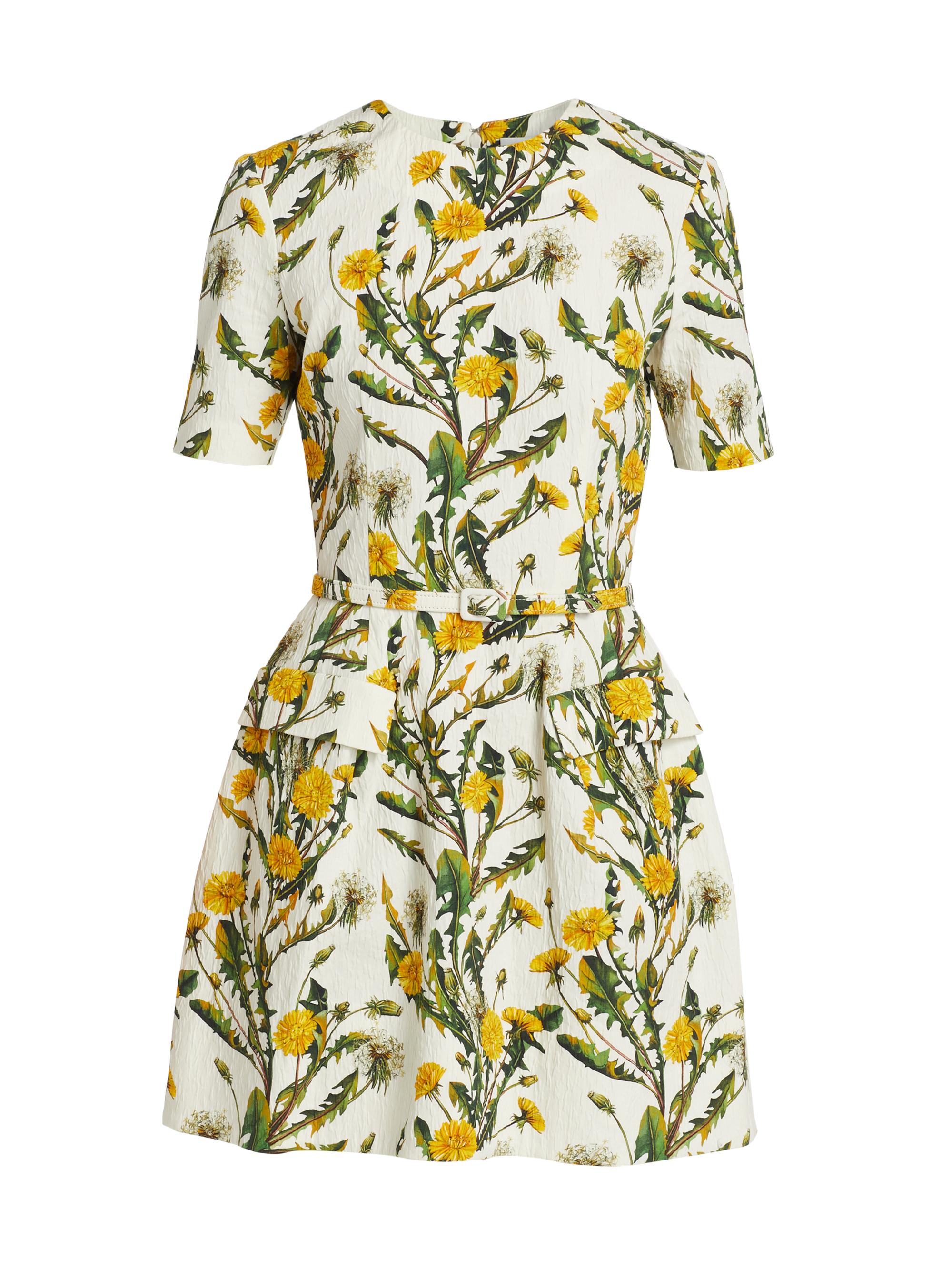 Oscar de la Renta Women's Dandelion Cotton-Blend Cloqué Dress - Yellow