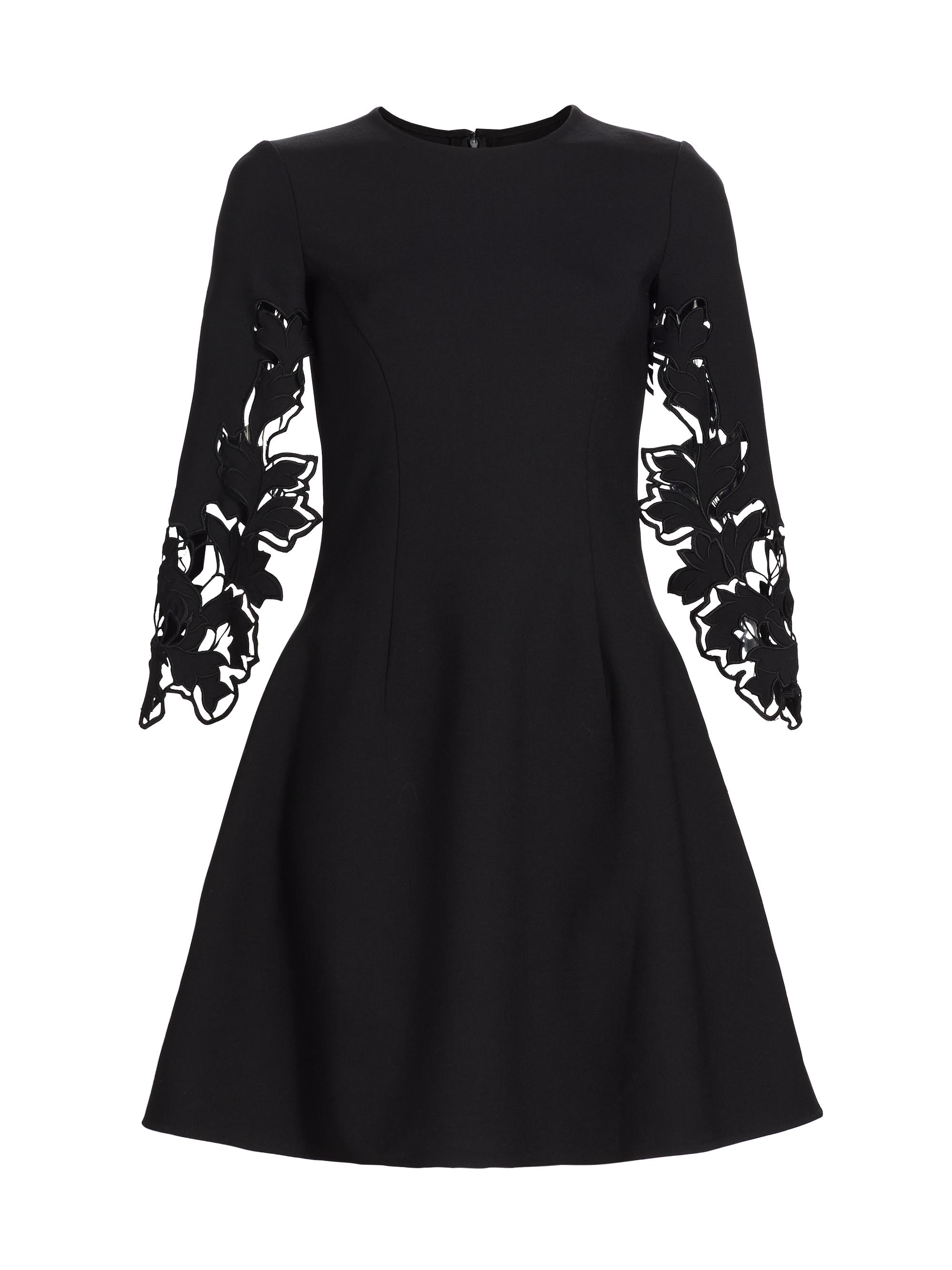 Oscar de la Renta Women's Peony Cut-Out Wool-Blend Minidress - Black