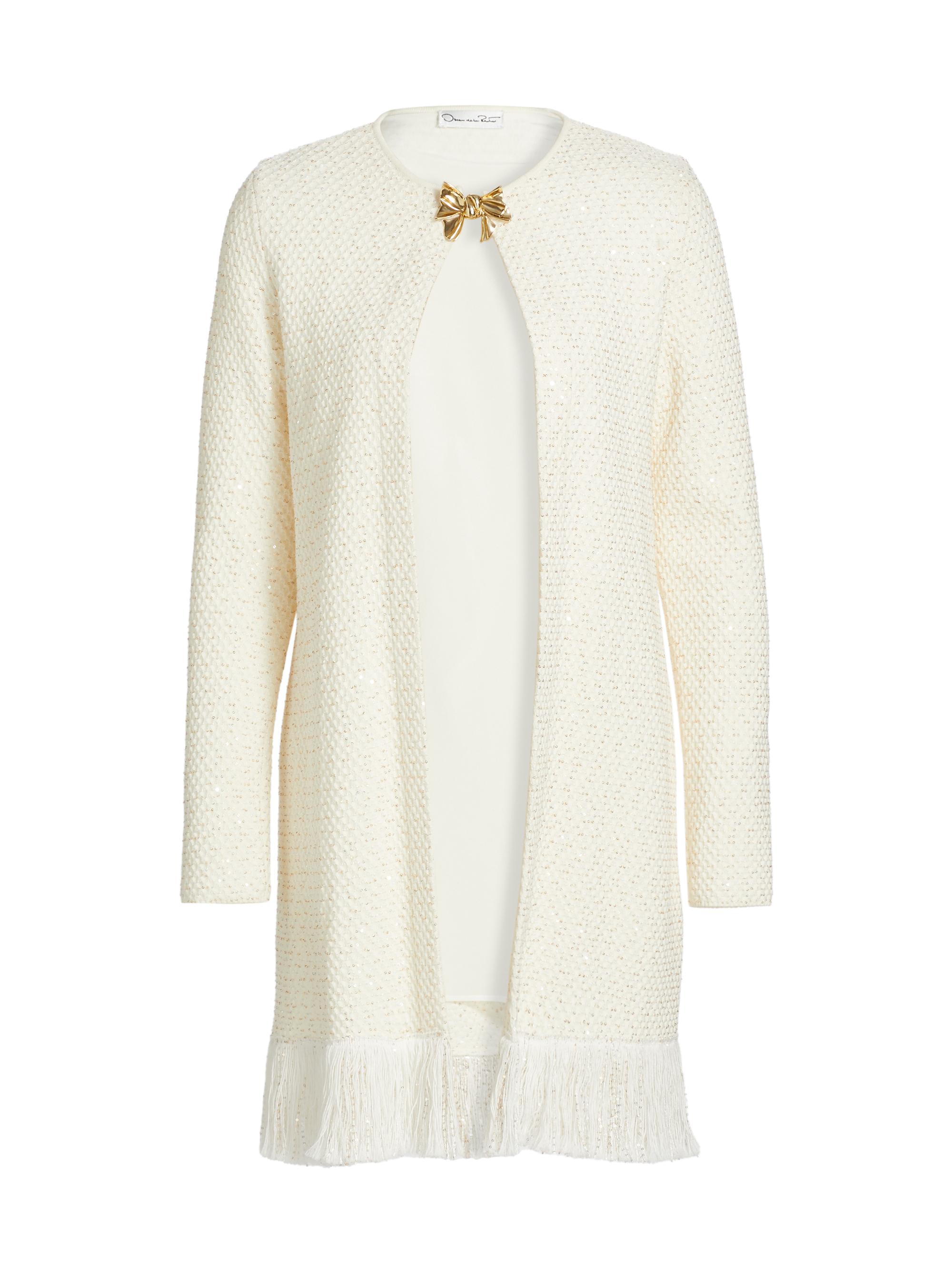 Oscar de la Renta Women's Emerboidered Long-Sleeve Coat Dress -  Gold