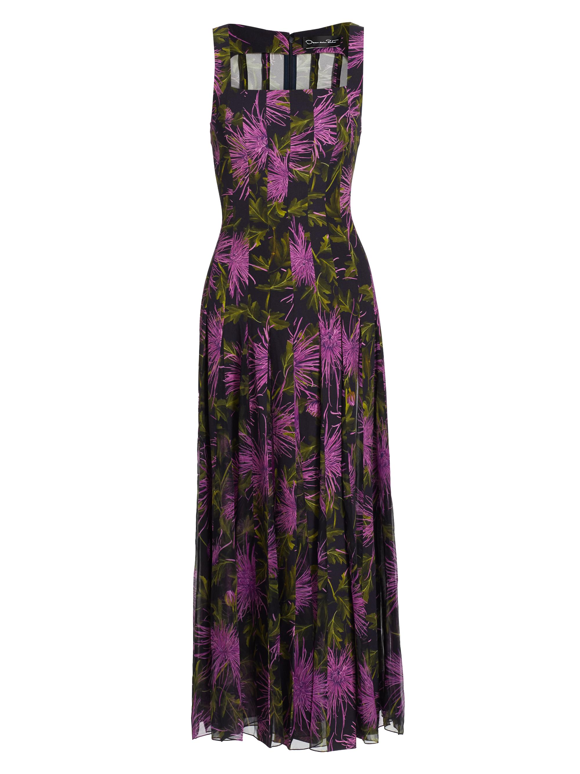 Oscar de la Renta Women's Chrysanthemum Godet Dress - Purple Navy