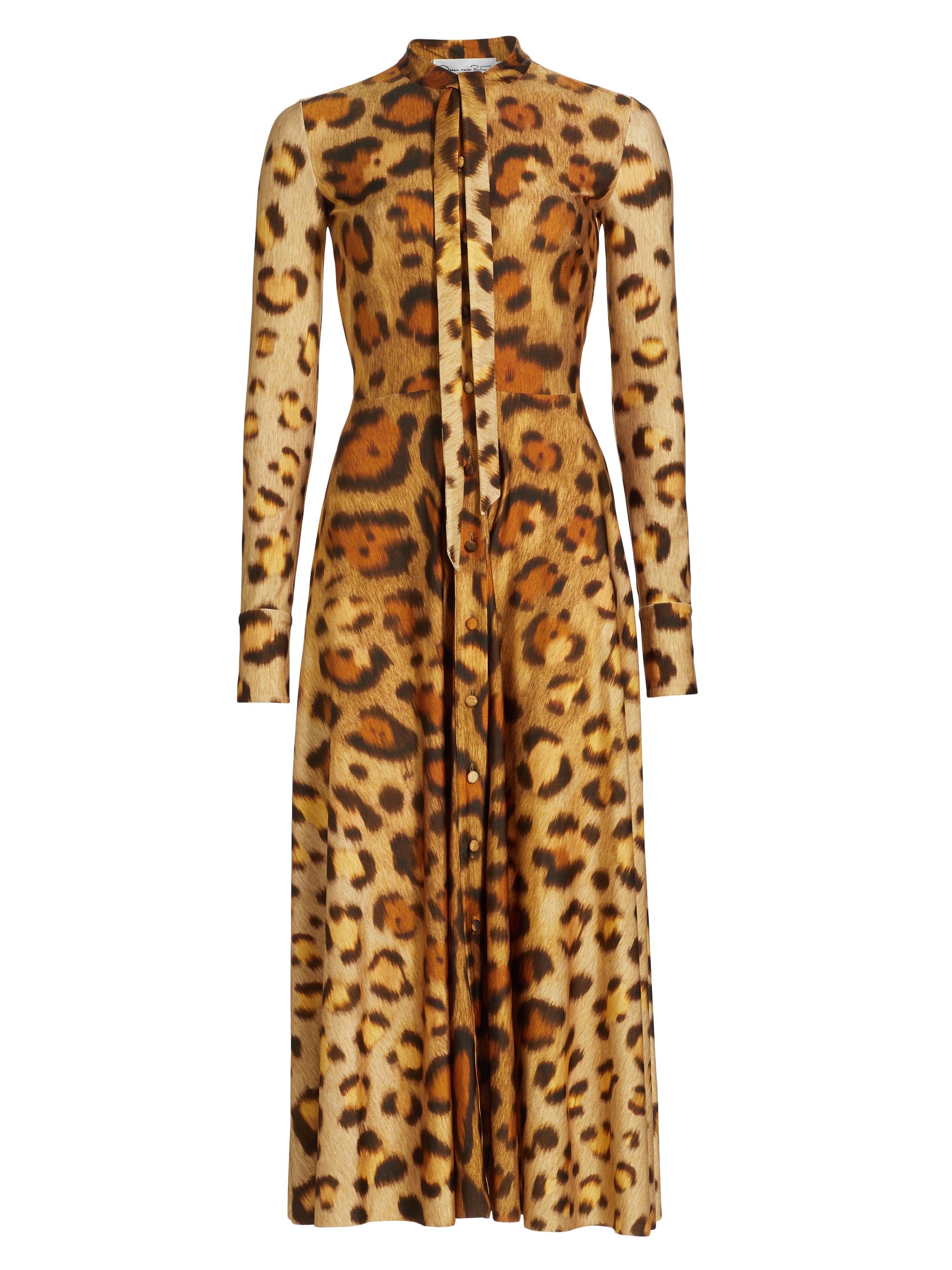 Oscar de la Renta Women's Jaguar Jersey Midi-Dress - Beige Multi