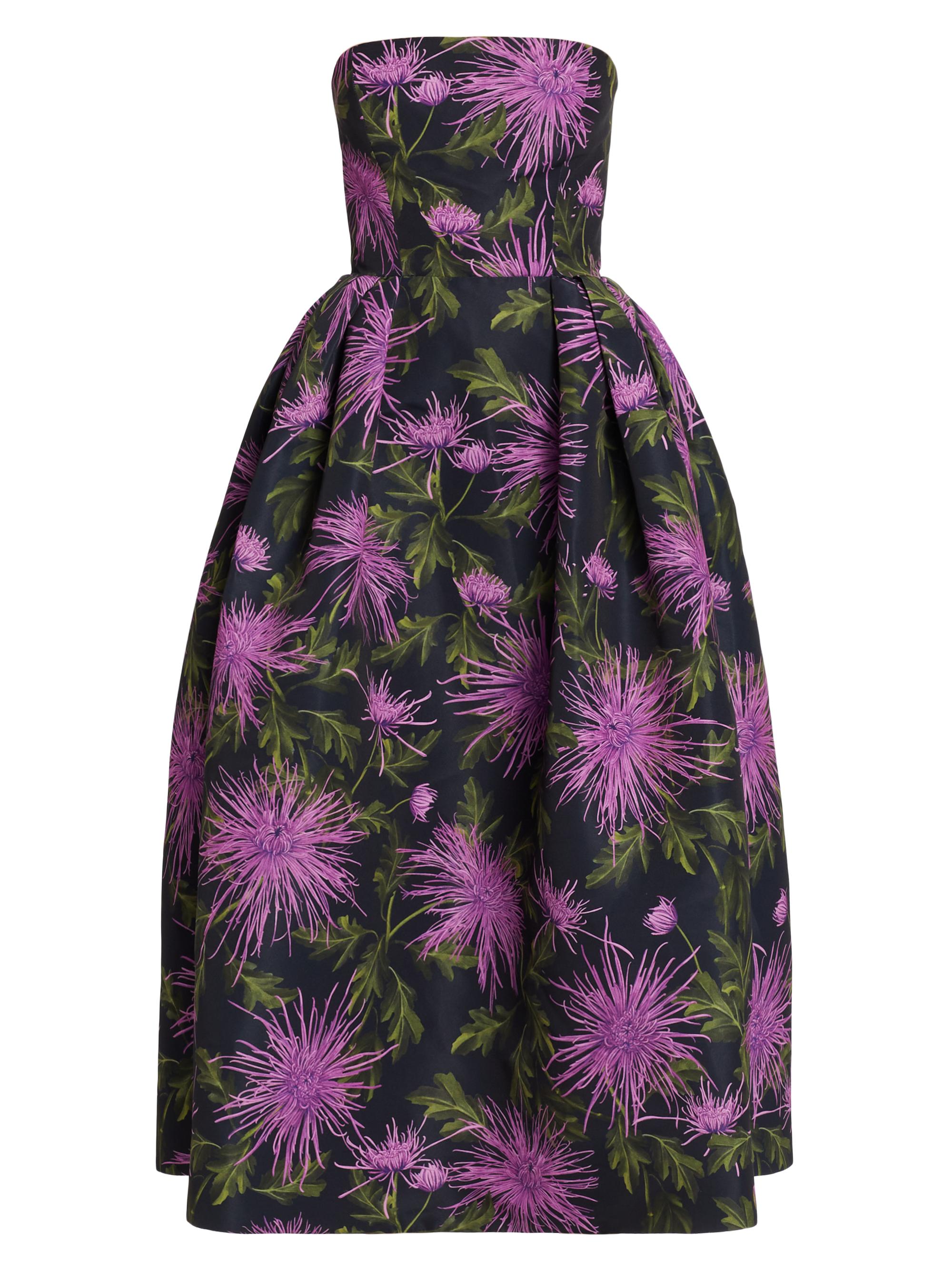Oscar de la Renta Women's Chrysanthemum Faille Strapless Cocktail Dress - Purple Navy