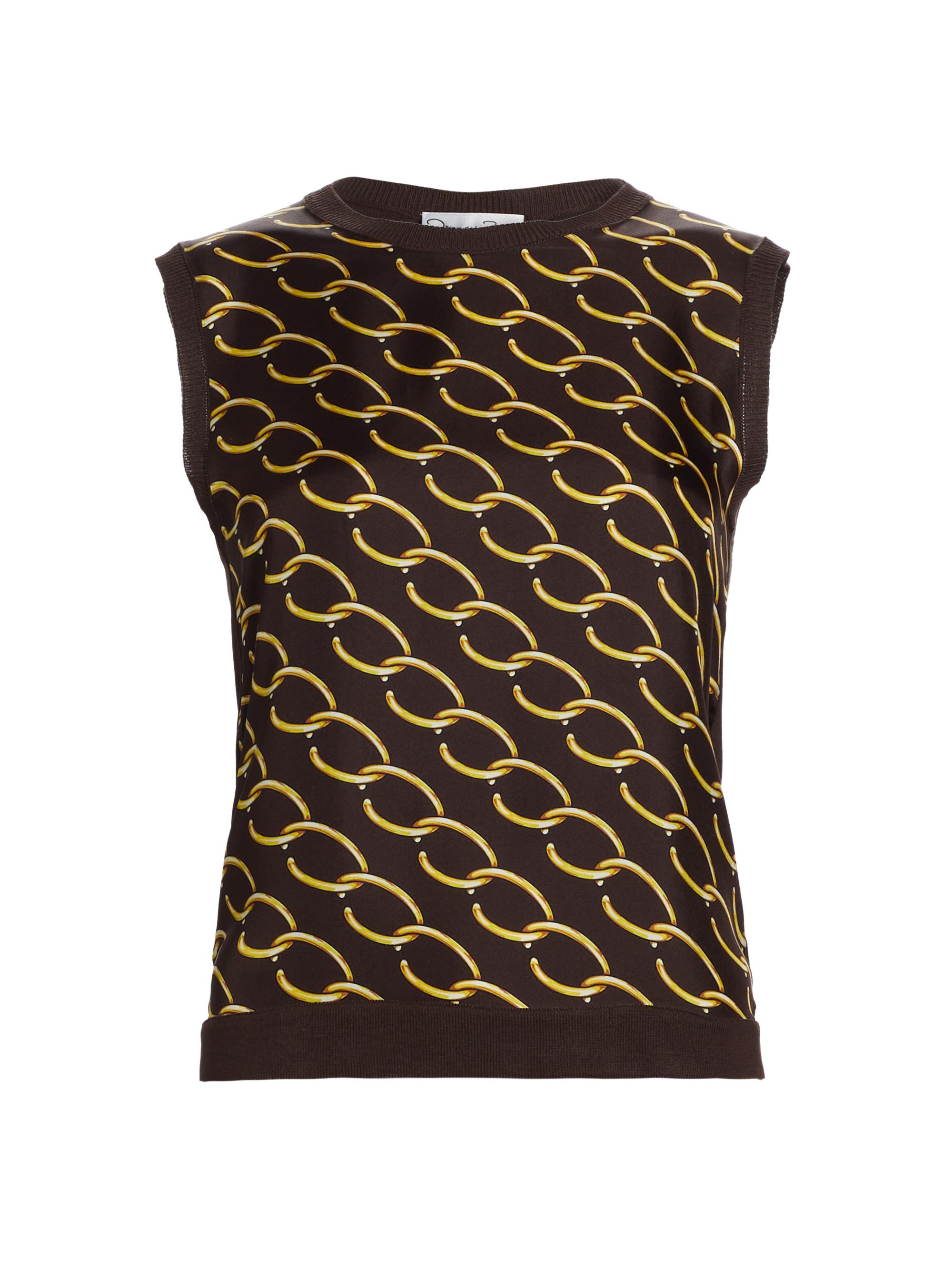 Oscar de la Renta Women's Oscar Chain Silk-Blend Tank - Cafe Gold