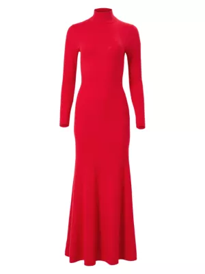 Carolina Herrera Women's Wool Turtleneck Body-Con Midi-Dress - Herrera Red