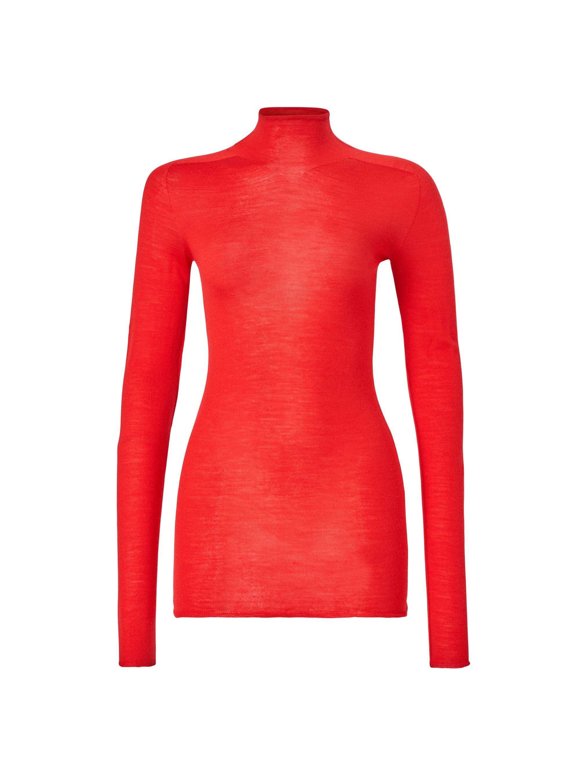 Carolina Herrera Women's Sheer Wool Turtleneck Sweater - Herrera Red