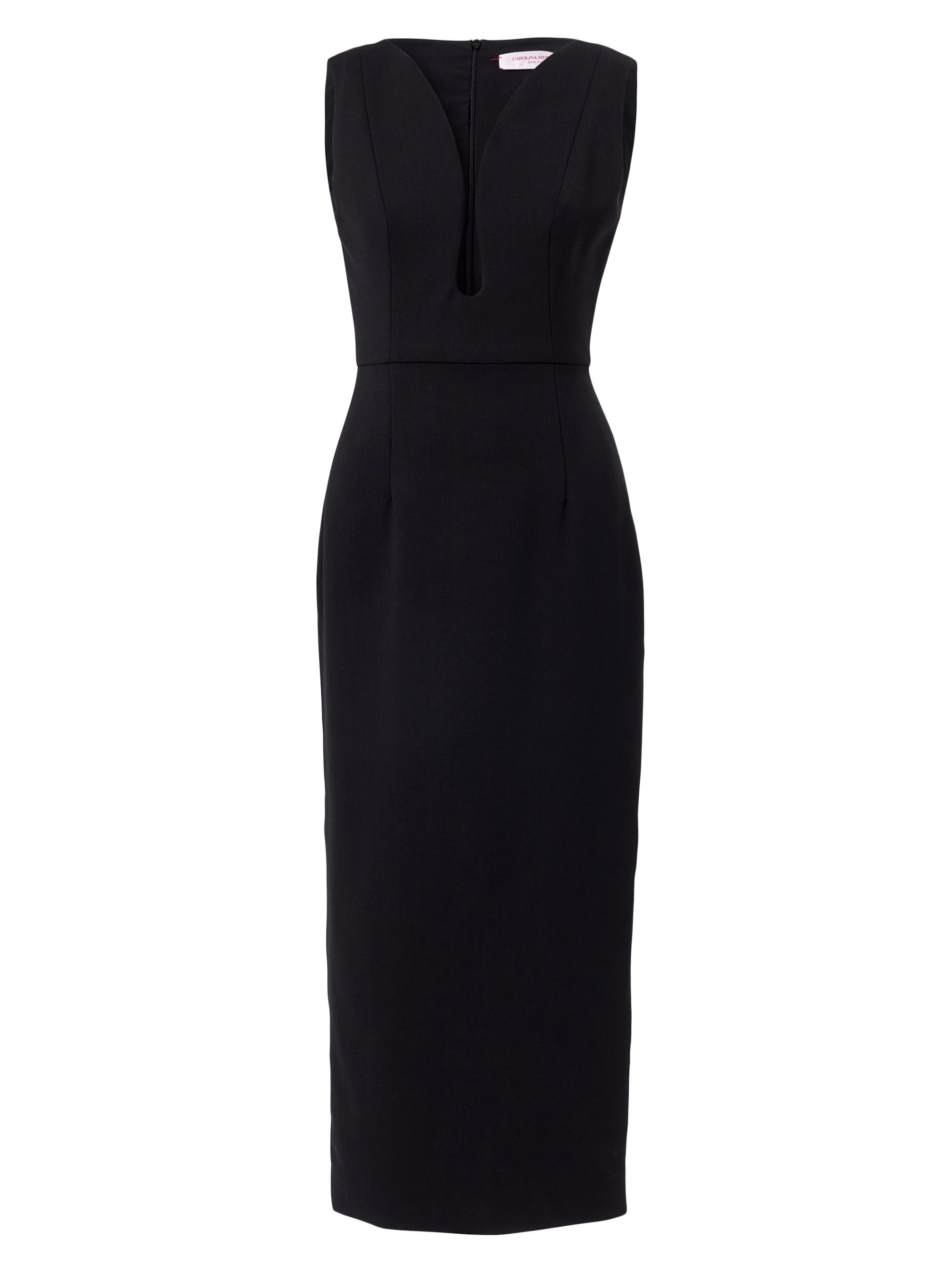 Carolina Herrera Women's Notched Wool Sleeveless Midi-Dress - Black