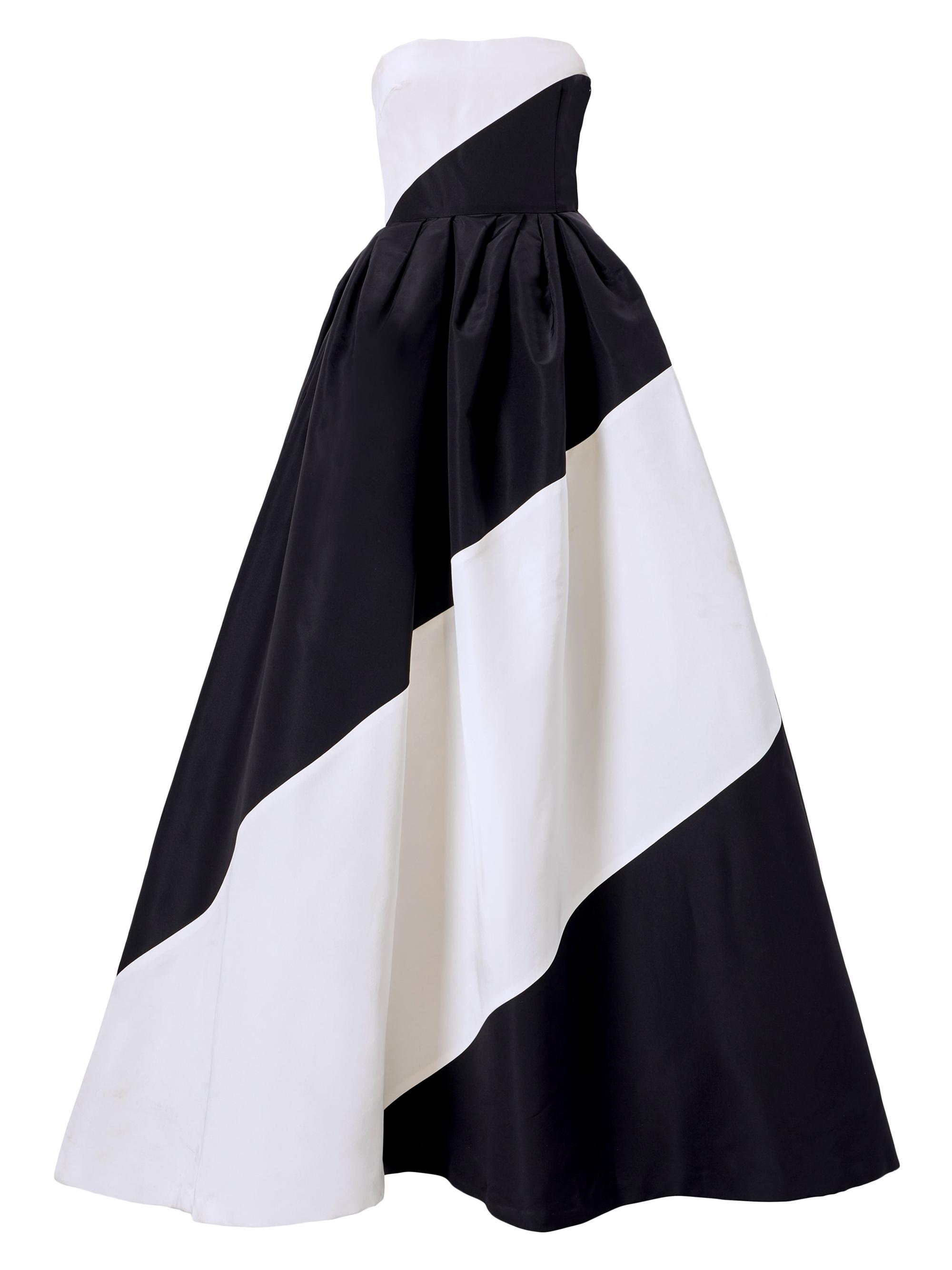 Carolina Herrera Women's Colorblock Silk Strapless Gown - Black White