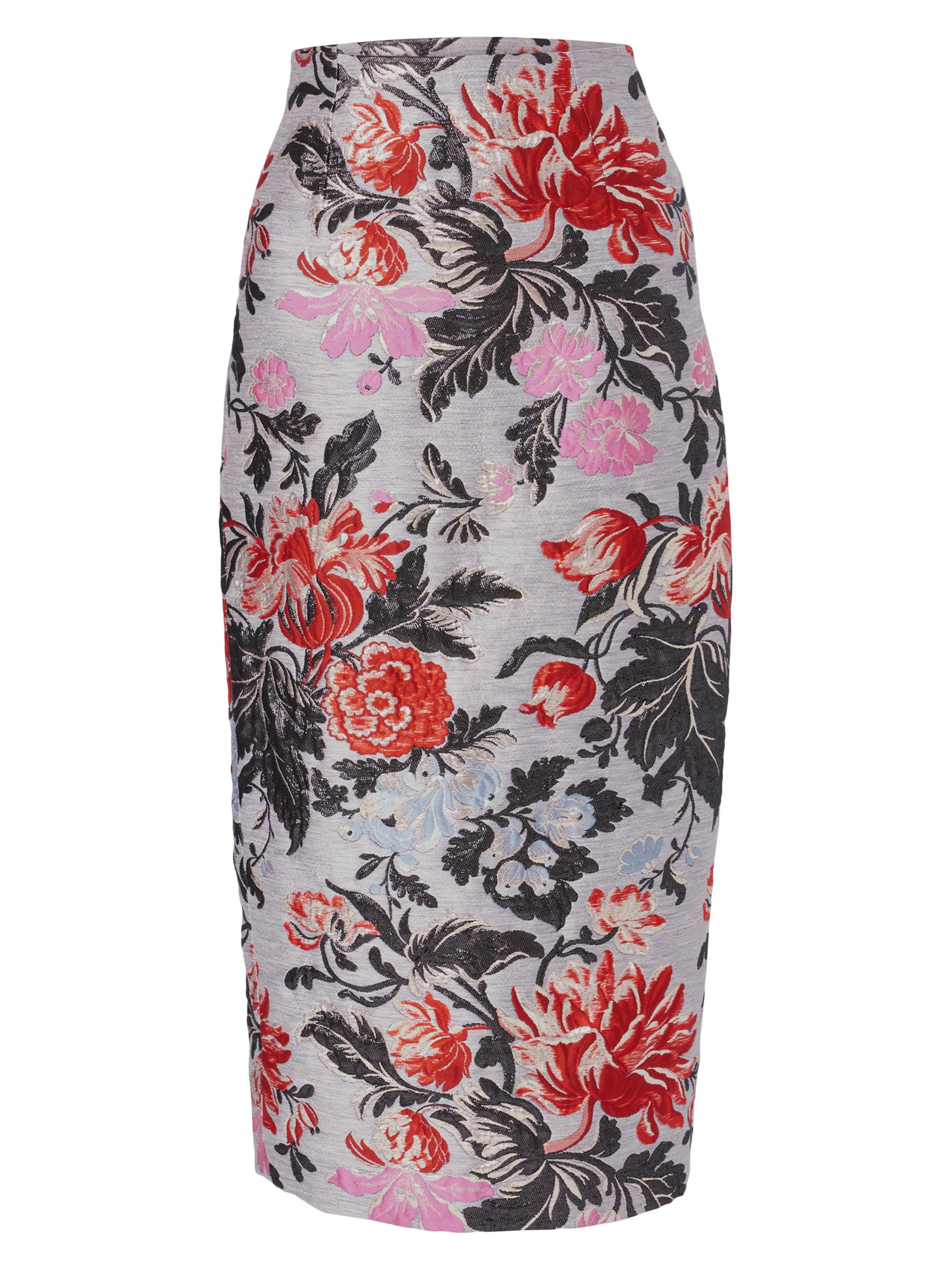 Carolina Herrera Women's Floral Jacquard Midi-Skirt - Melange Grey