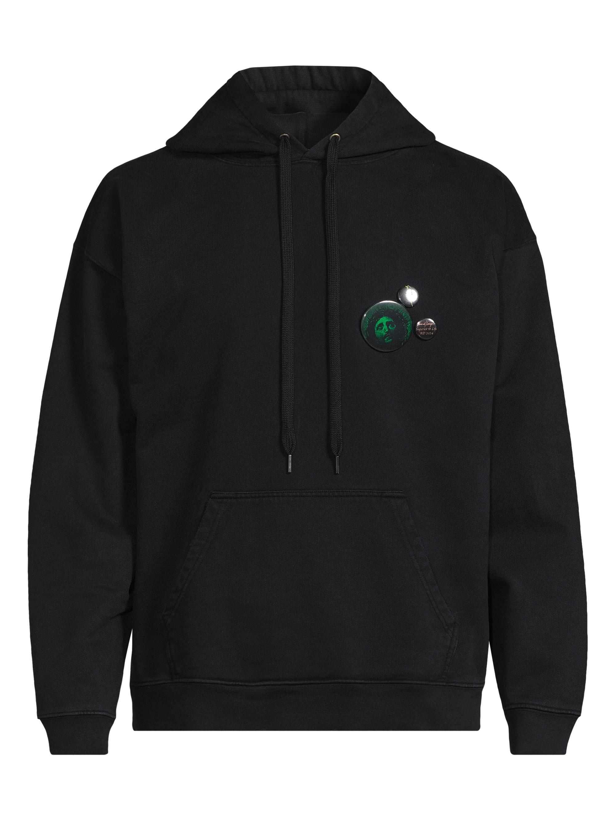 Second/Layer Men's Vintage Wash Cotton Fleece Hoodie - Black