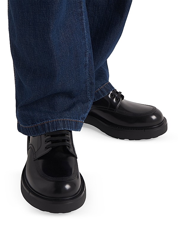 Shop Prada Brushed Leather Derby Shoes | Saks Fifth Avenue Shop Prada Brushed Leather Derby Shoes | Saks Fifth Avenue
