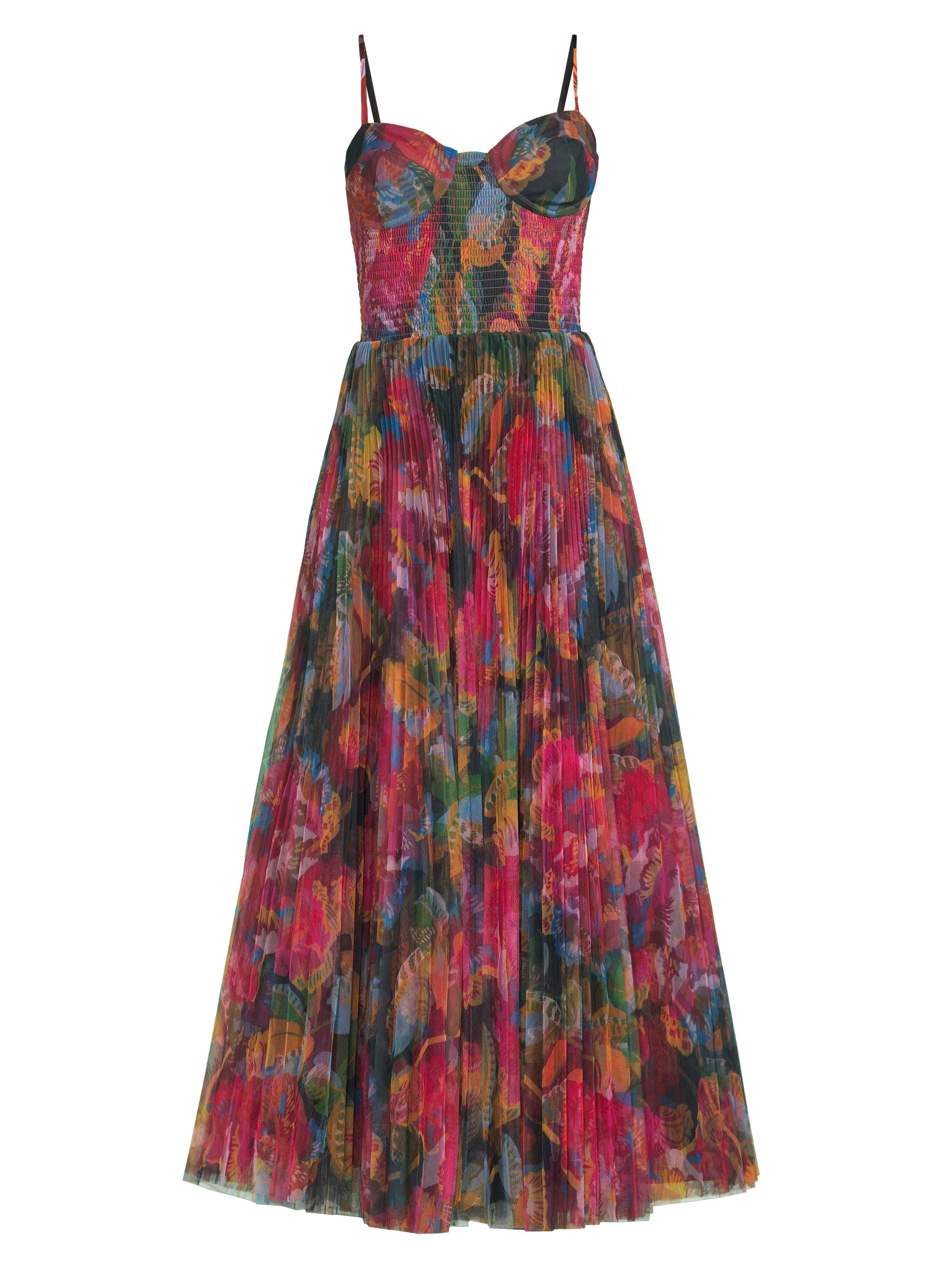 Hutch Women's Brianna Floral Pleated Gown - Black Dark Rainbow Floral
