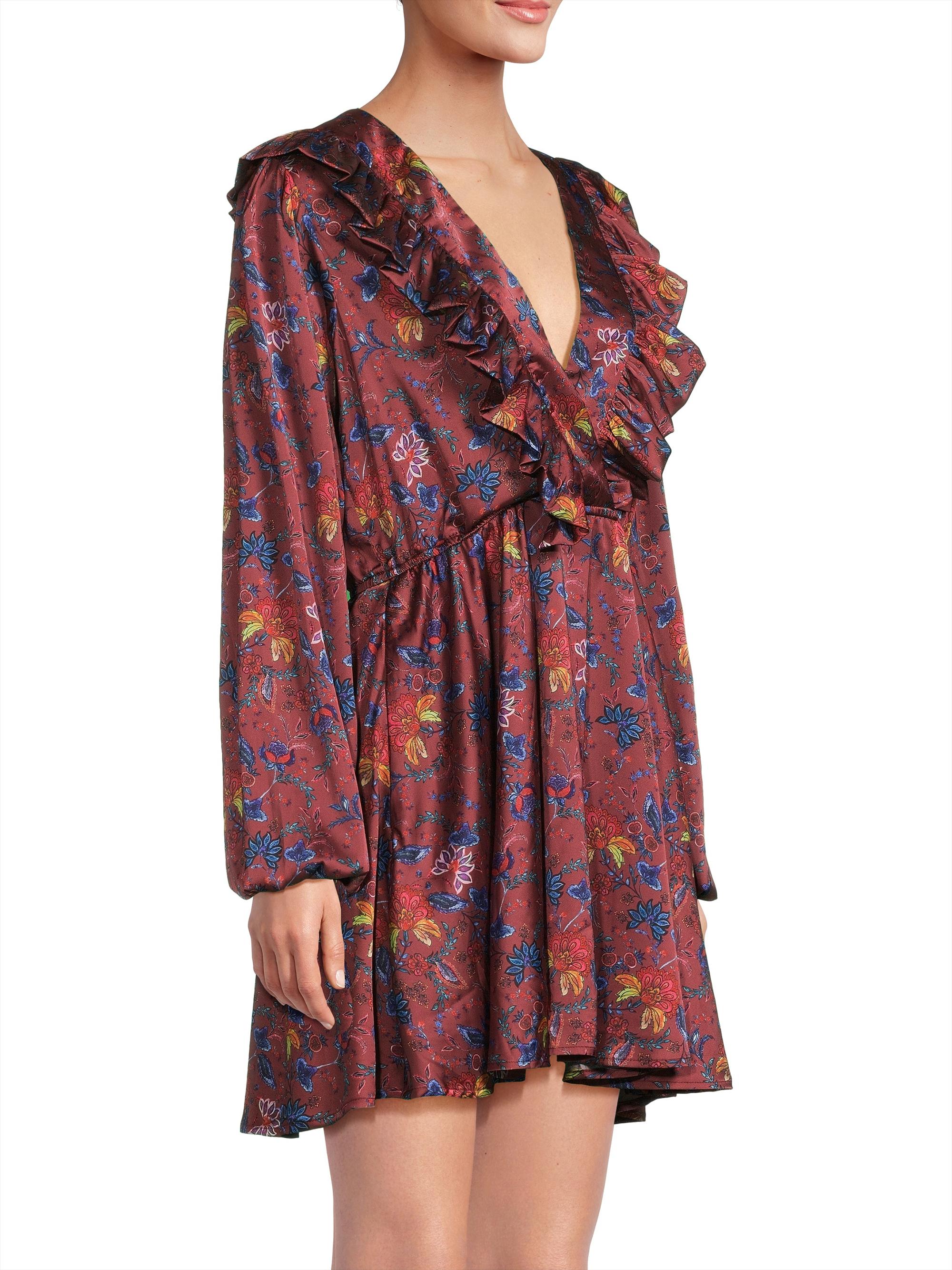 Hutch Tara Floral Satin Minidress | Saks Fifth Avenue