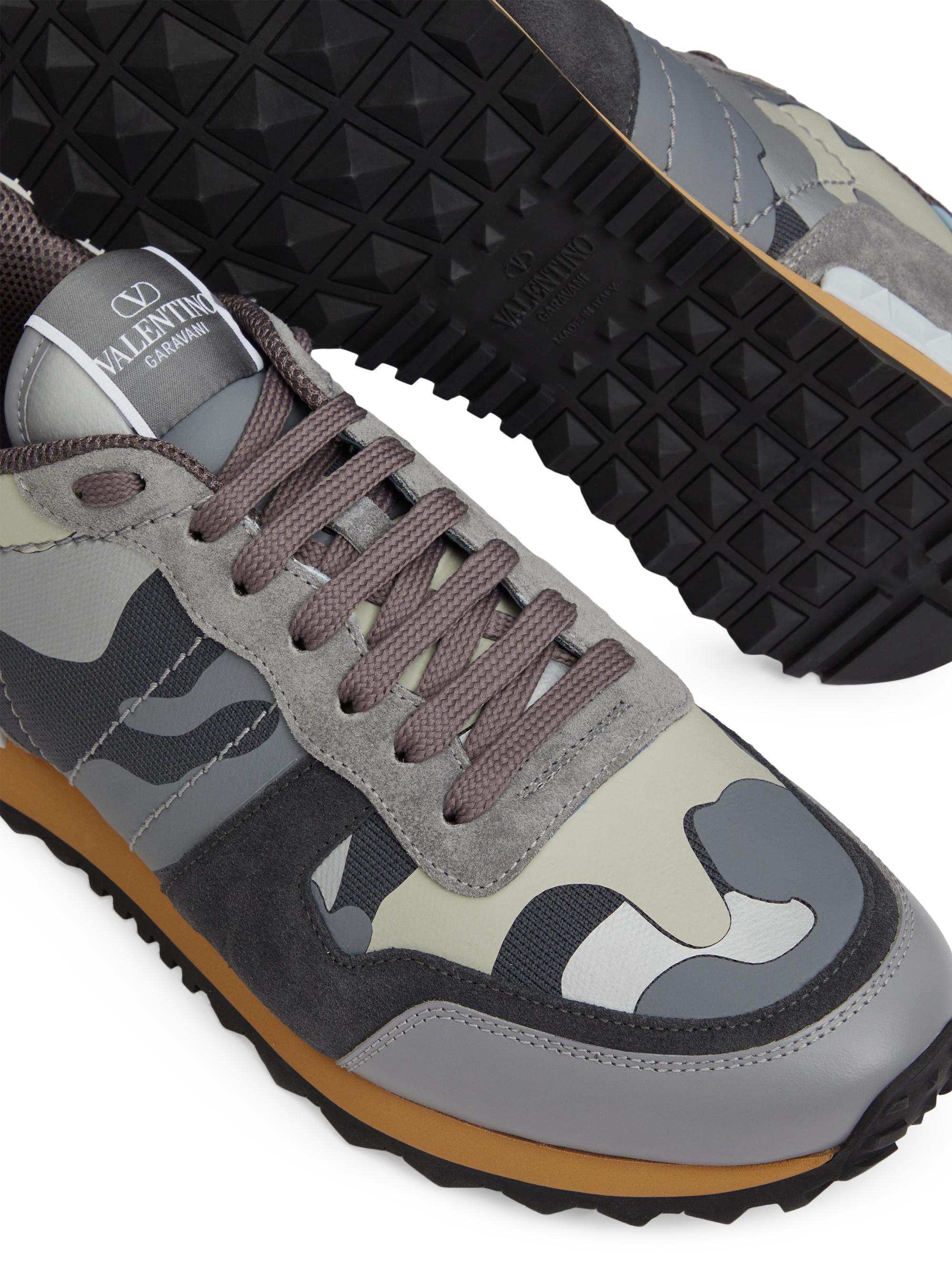 Valentino Garavani Rockrunner Camouflage Sneakers in Nappa Fabric