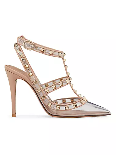 Rockstud Pumps with Straps in Transparent Polymer 100MM