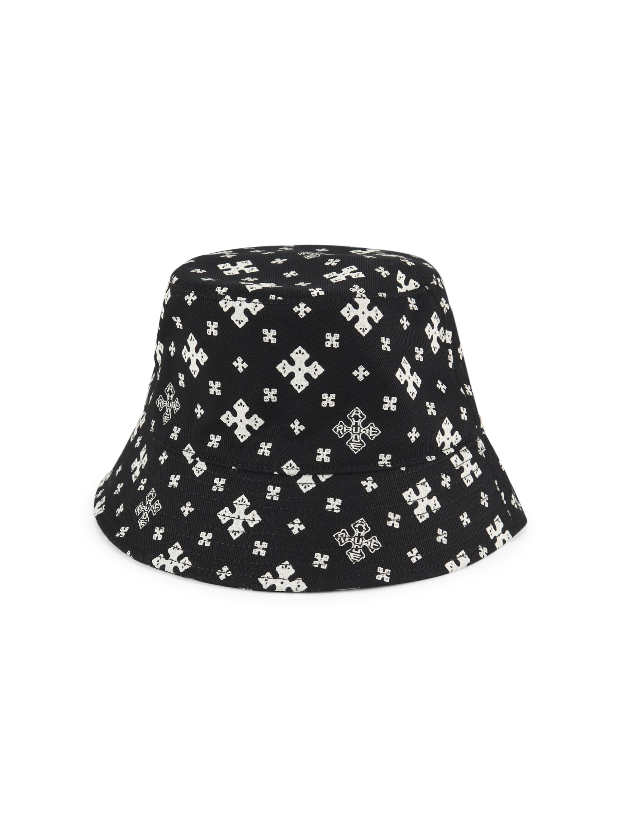Rhude Men's Cross Bandana Bucket Hat - Black White