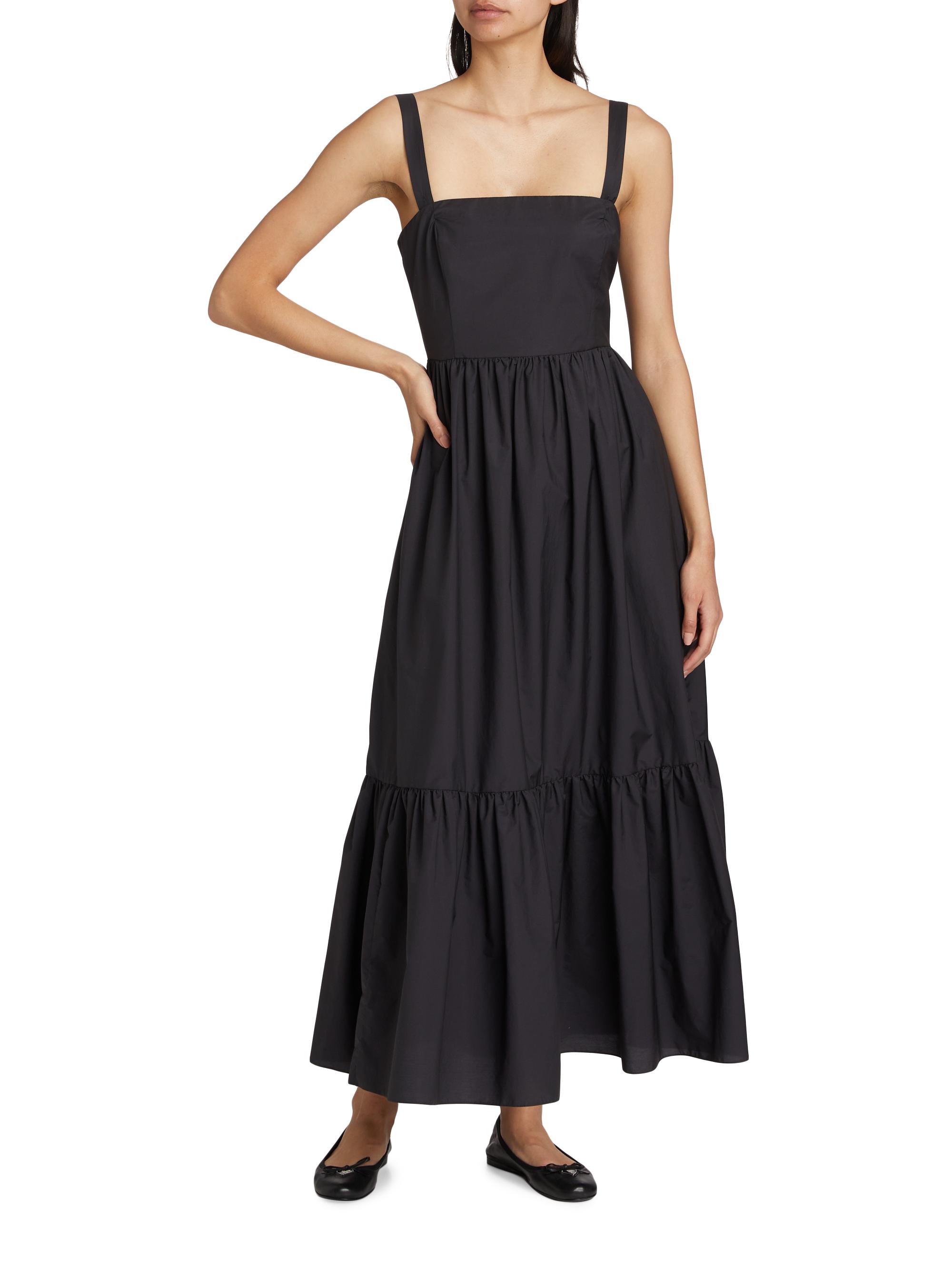 Cotton-Blend Tiered Midi-Dress