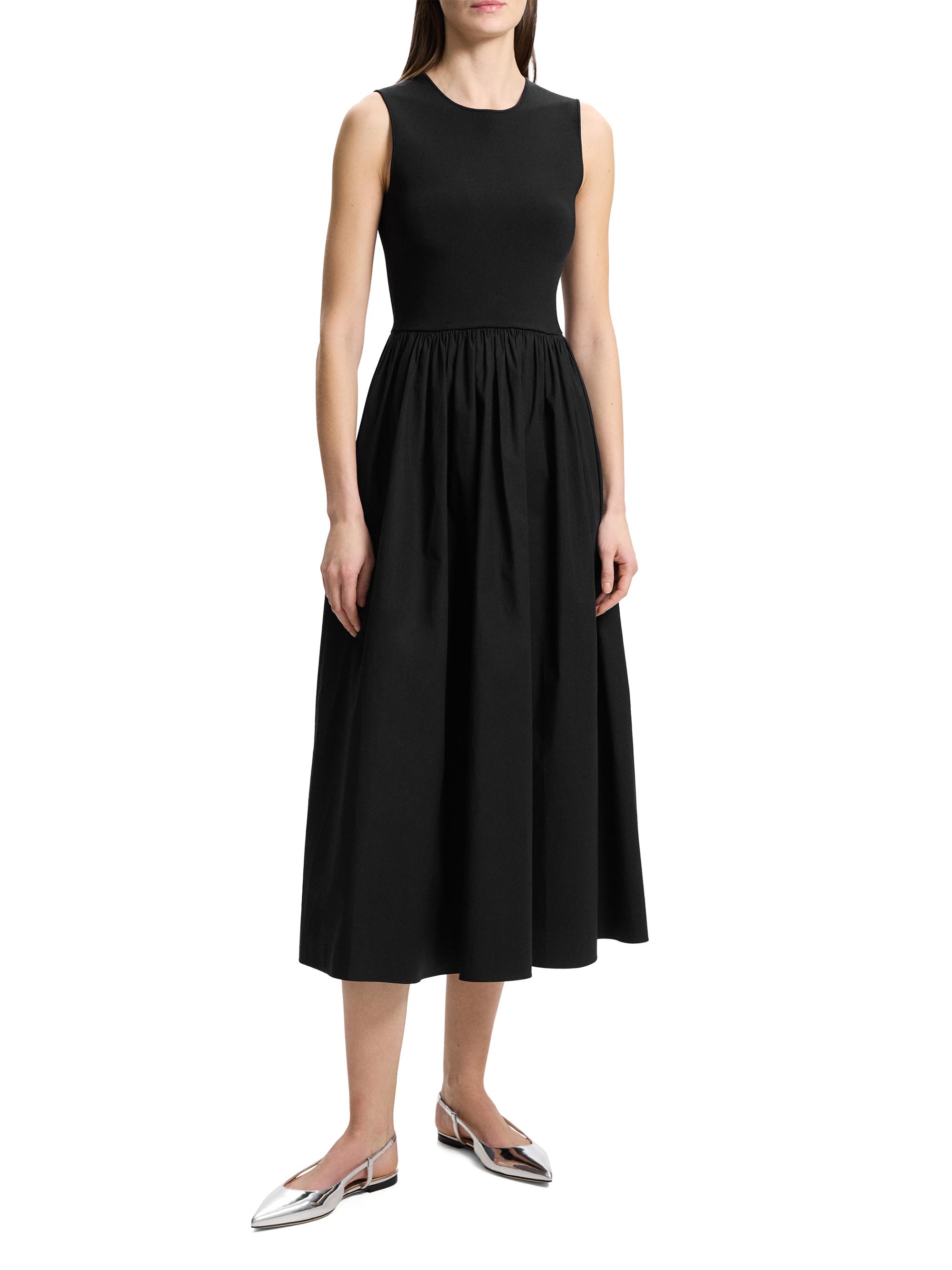 Theory Women's Combo Poplin Midi-Dress - Black