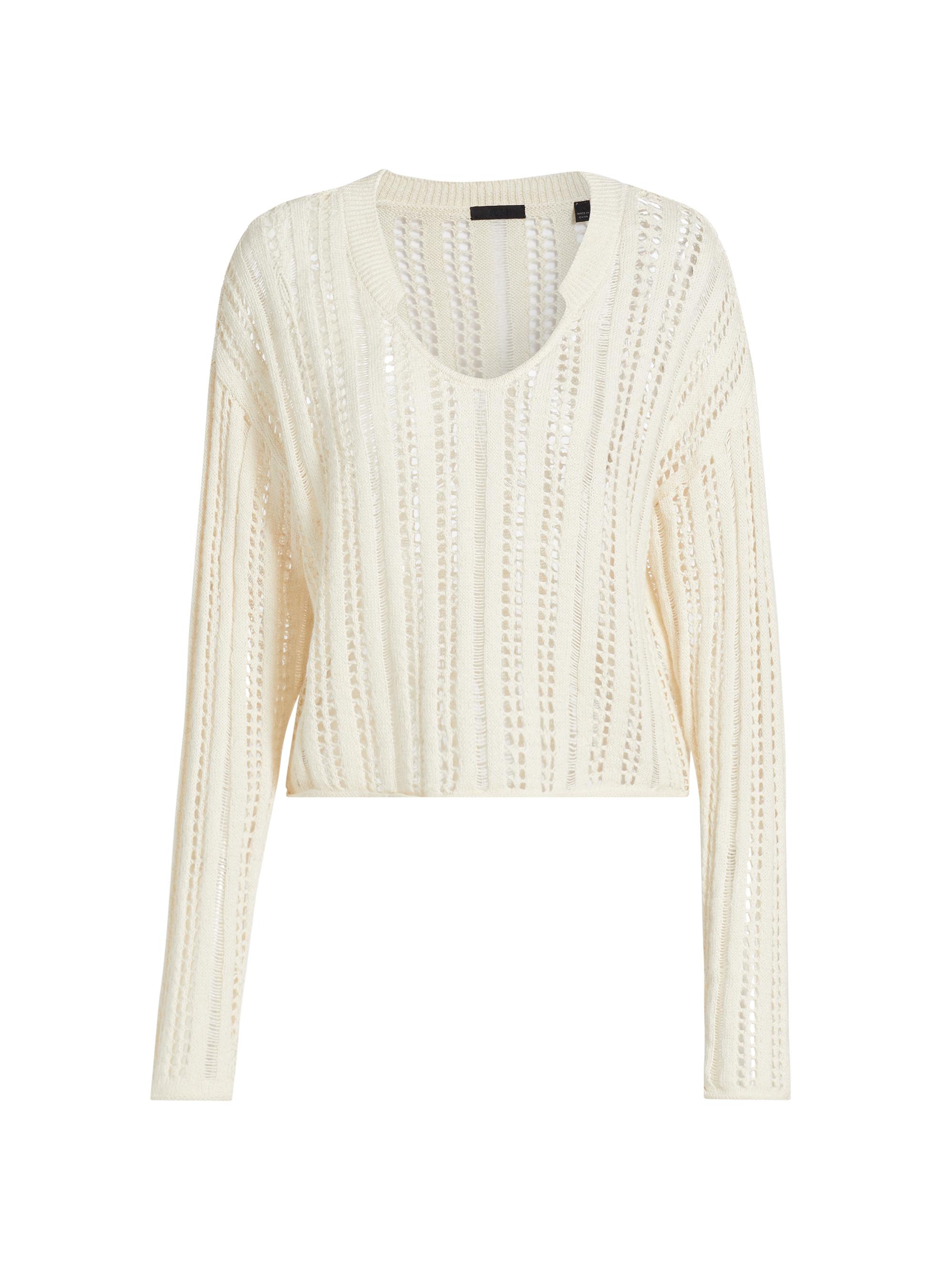 Open Knit Linen-Cotton Sweater