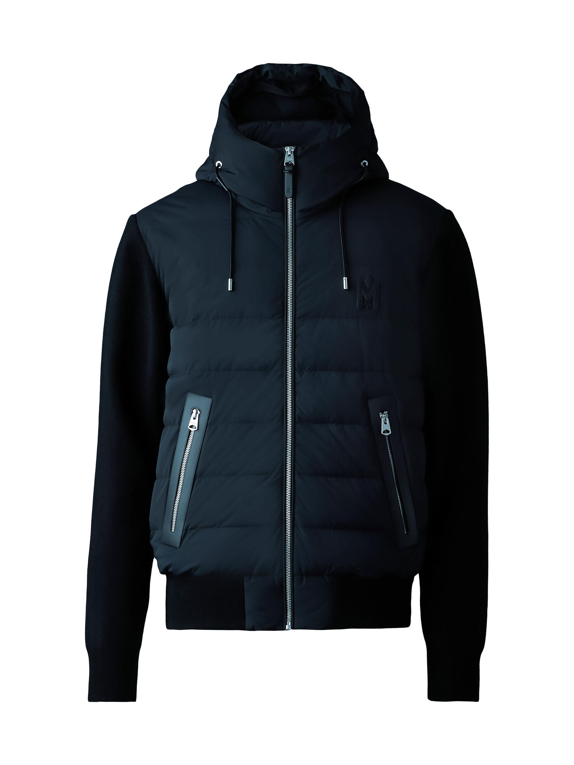 Mackage Men's Andrew Hooded Mixed-Media Down Coat - Navy