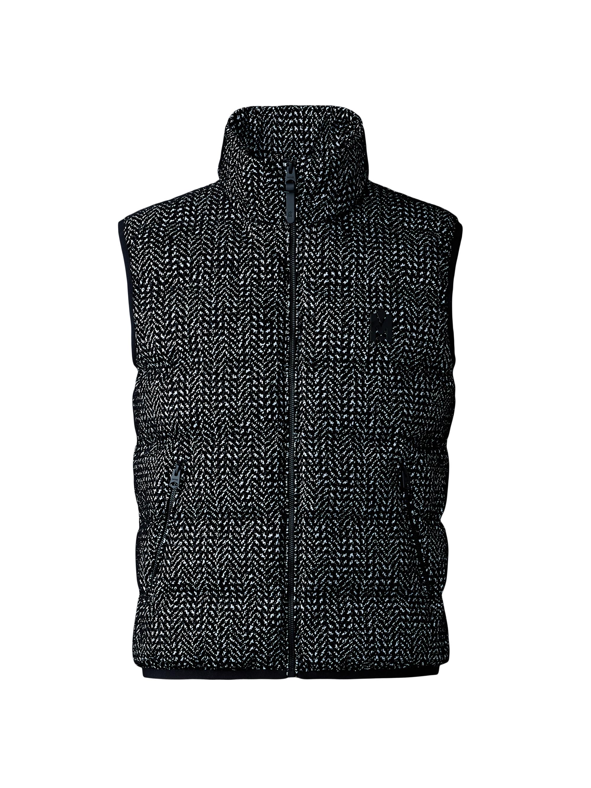 Mackage Men's Fisher Chevron & Houndstooth Down Vest - Black White
