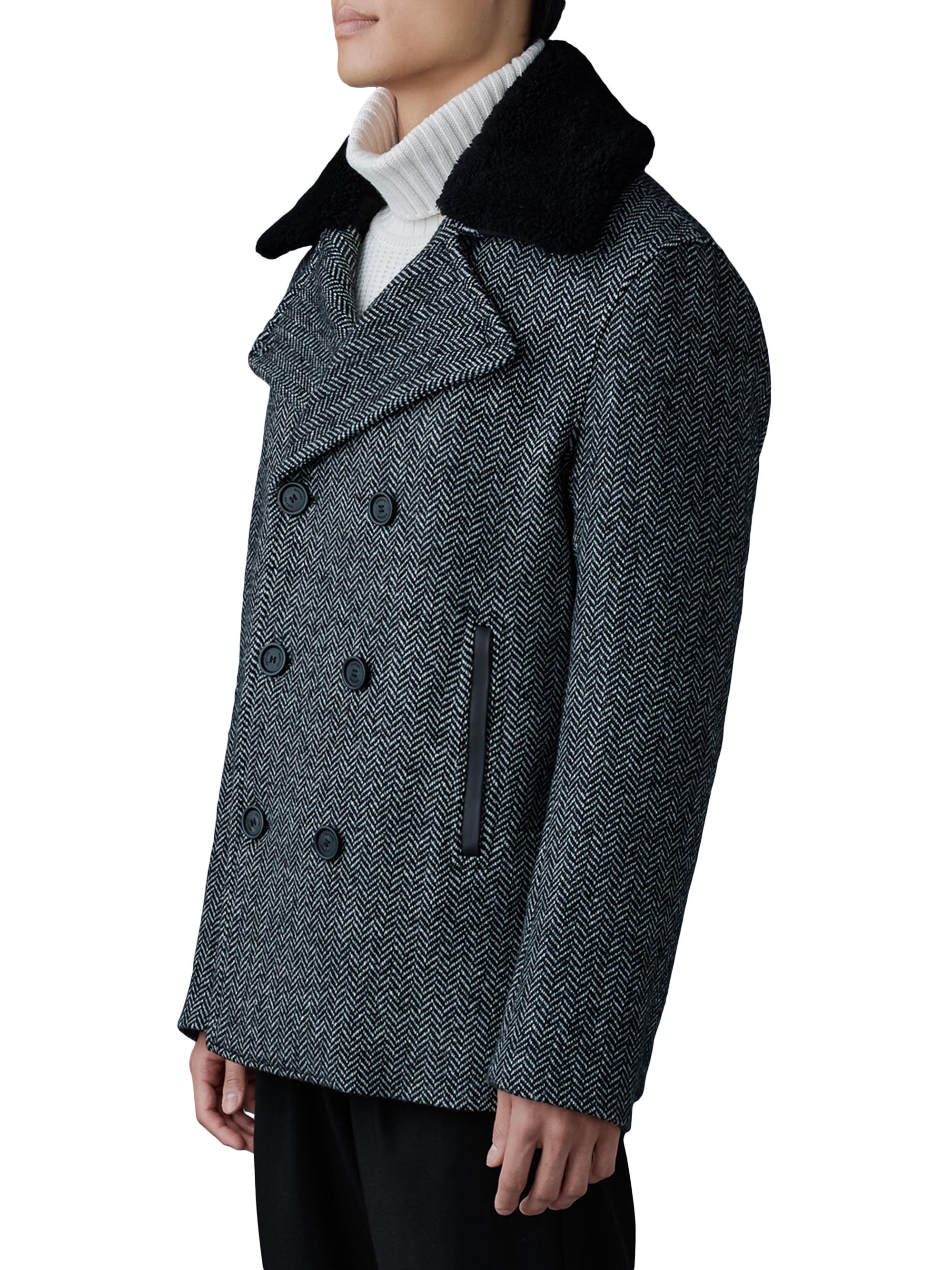 Mackage Cole Shearling-Trim Wool-Blend Herringbone Jacket | Saks