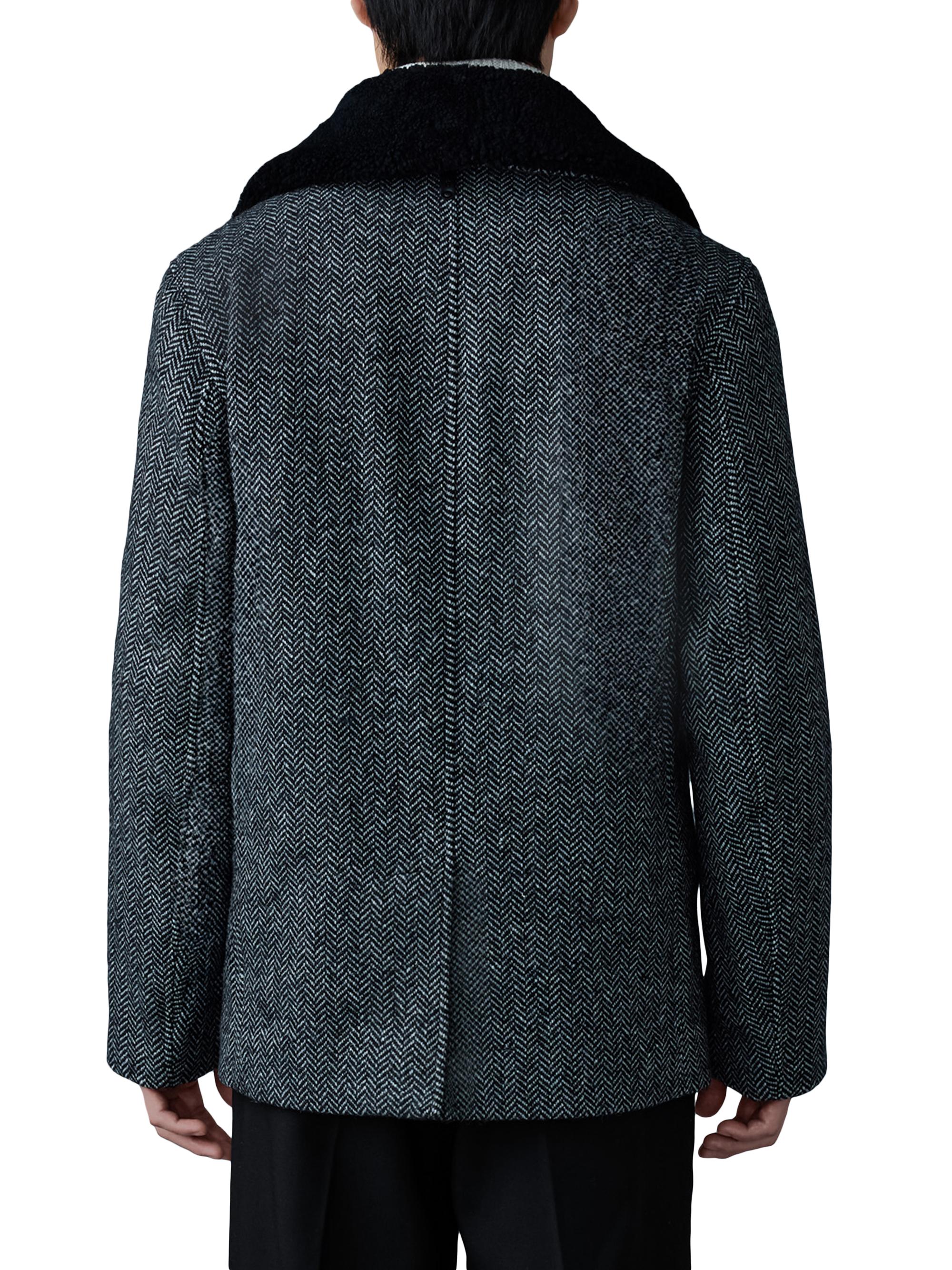 Mackage Cole Shearling-Trim Wool-Blend Herringbone Jacket | Saks