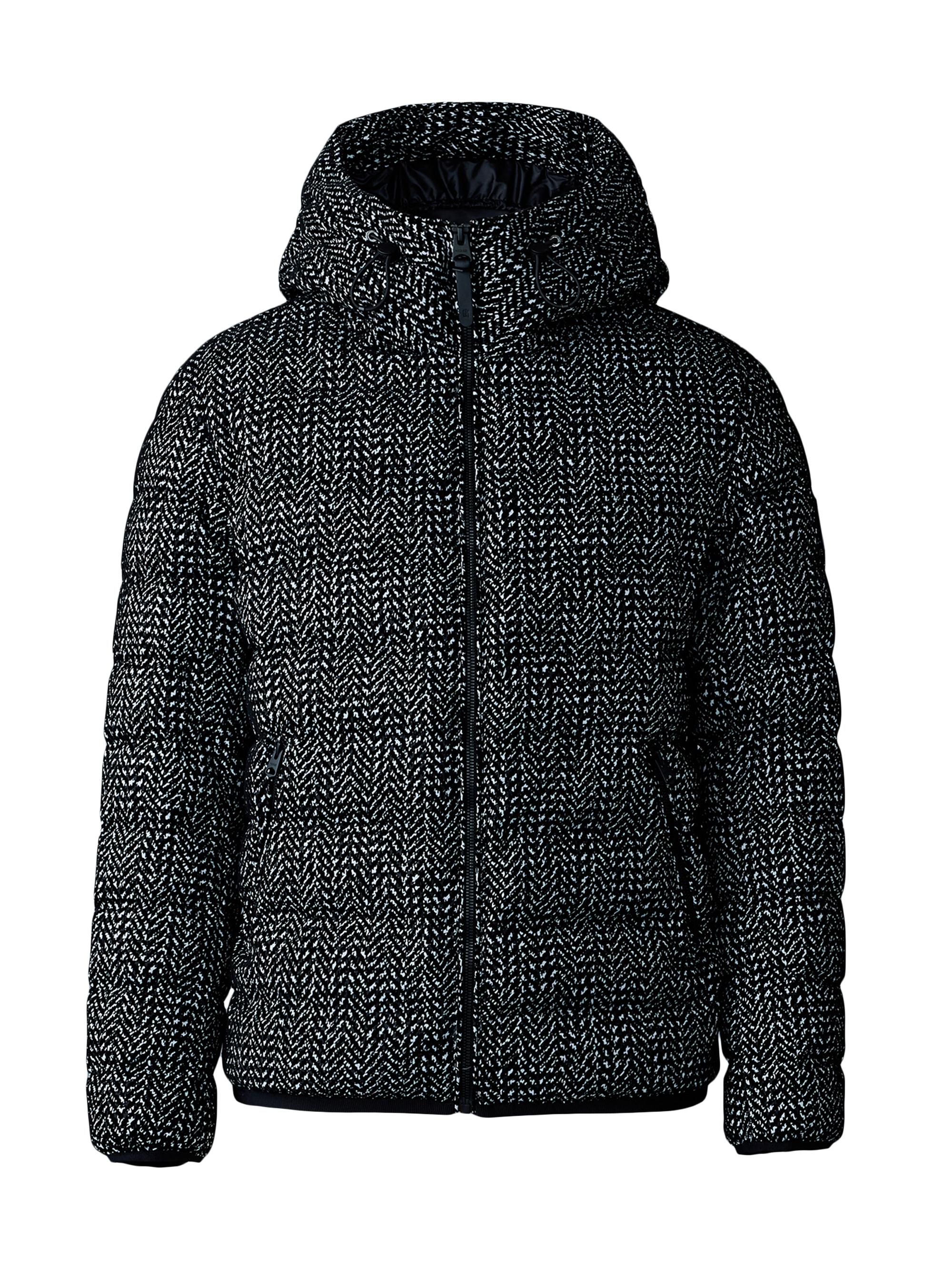 Mackage Men's Jack Chevron & Houndstooth Hooded Down Coat - Black White