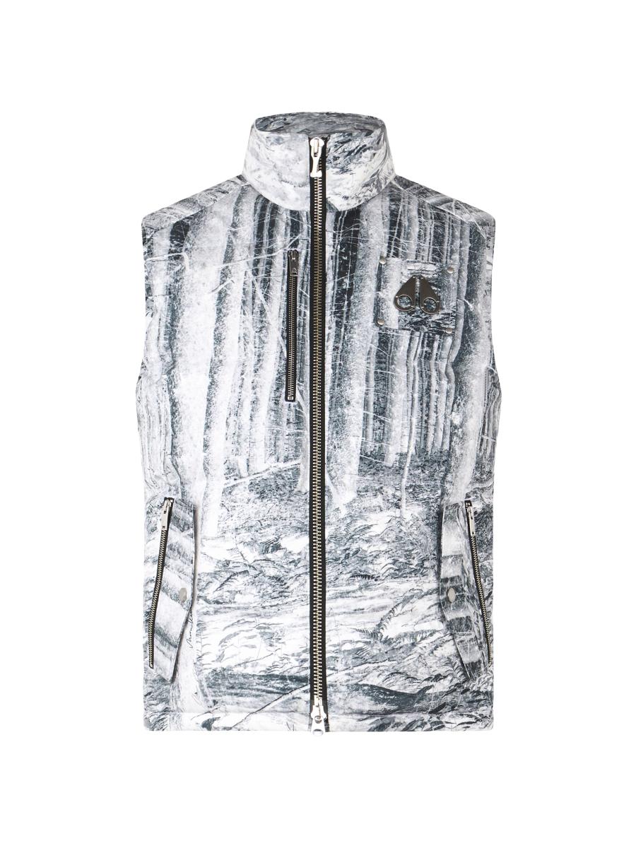 Moose Knuckles Men's Westmount Printed Down Vest In Gray