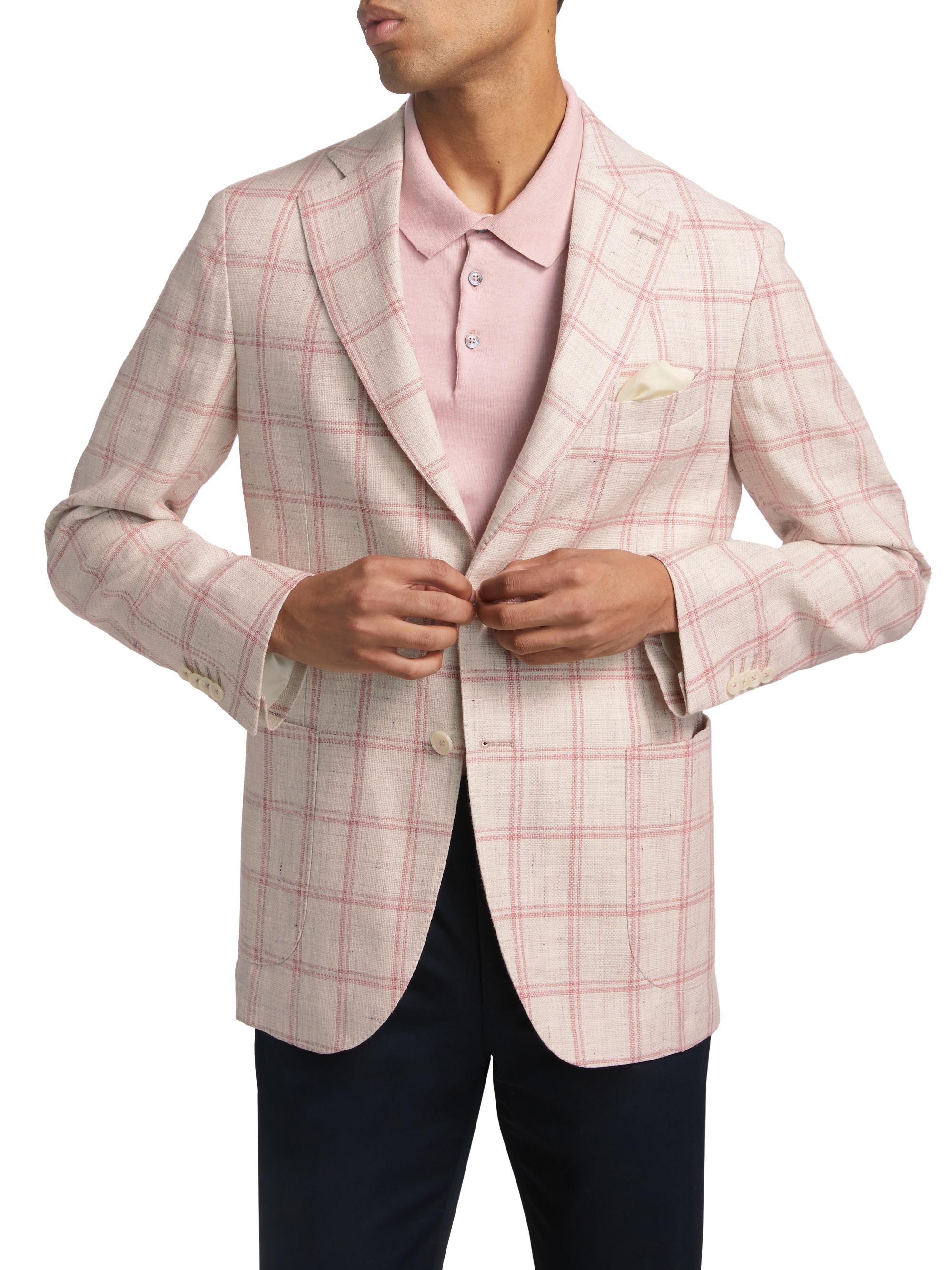 Saks Fifth Avenue COLLECTION Windowpane Check Linen-Wool Single