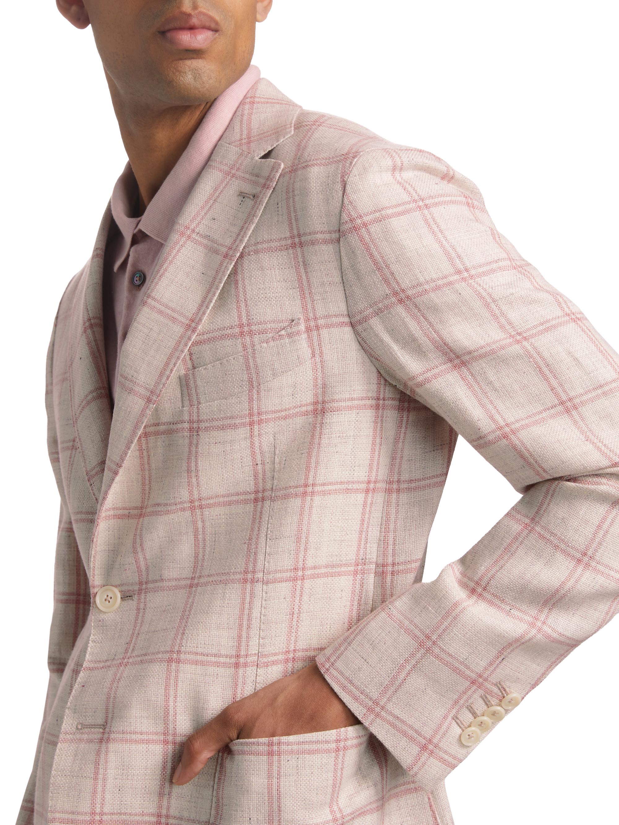 Saks Fifth Avenue COLLECTION Windowpane Check Linen-Wool Single