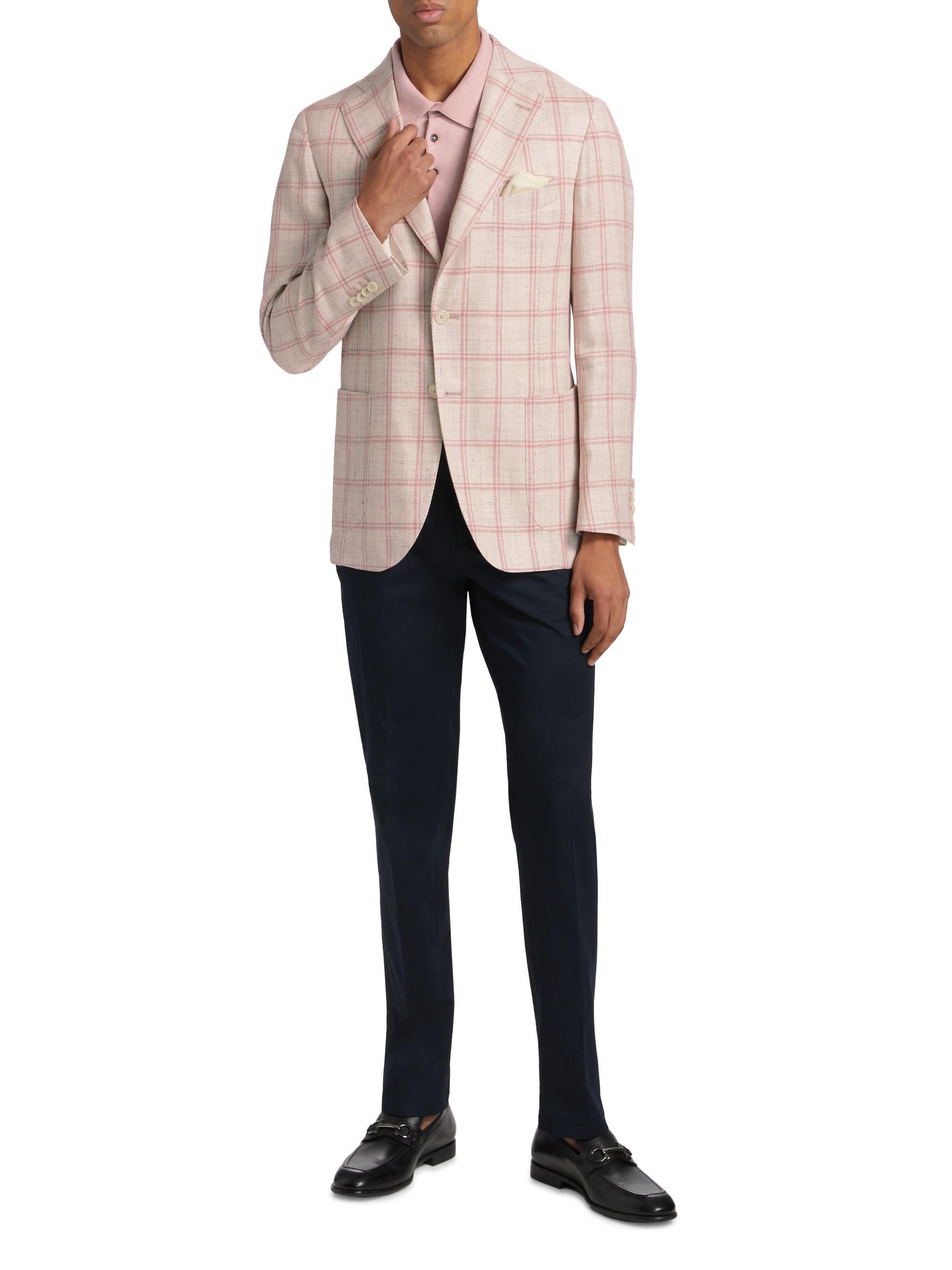 Saks Fifth Avenue COLLECTION Windowpane Check Linen-Wool Single