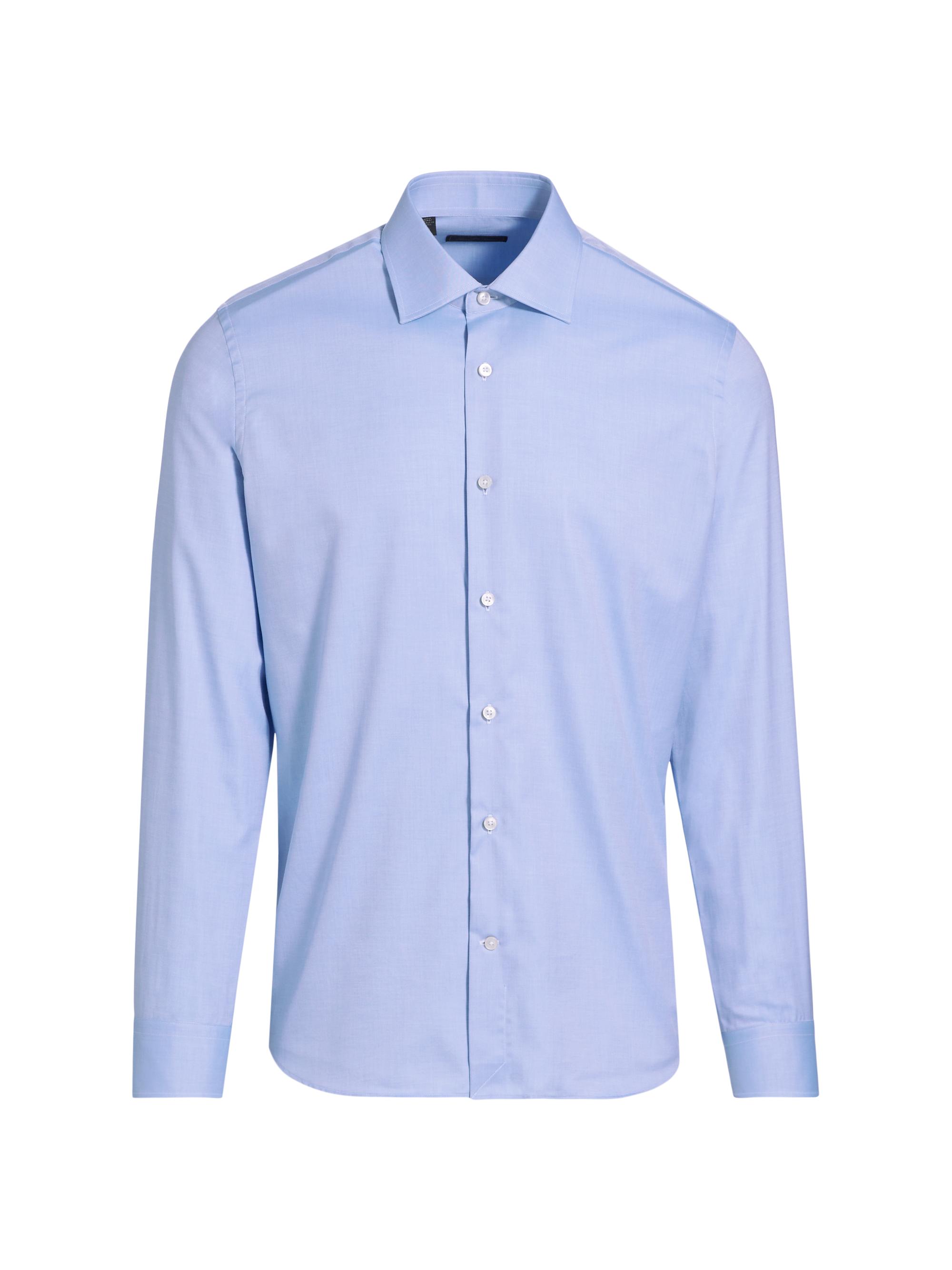 Saks Fifth Avenue Men's Cotton Classic Dress Shirt - Light Blue
