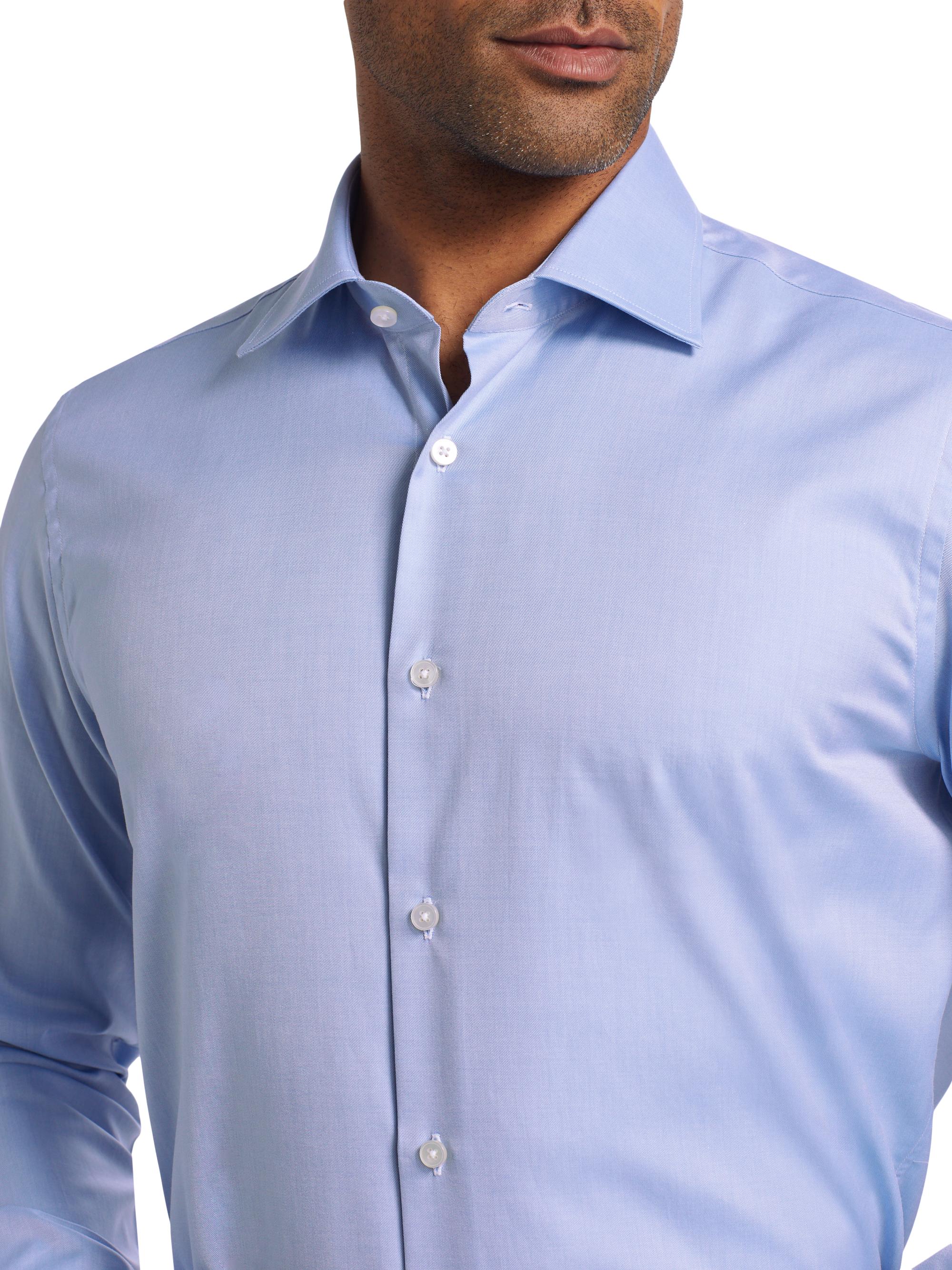 Saks Fifth Avenue Men's Cotton Classic Dress Shirt - Light Blue - Size 15.5