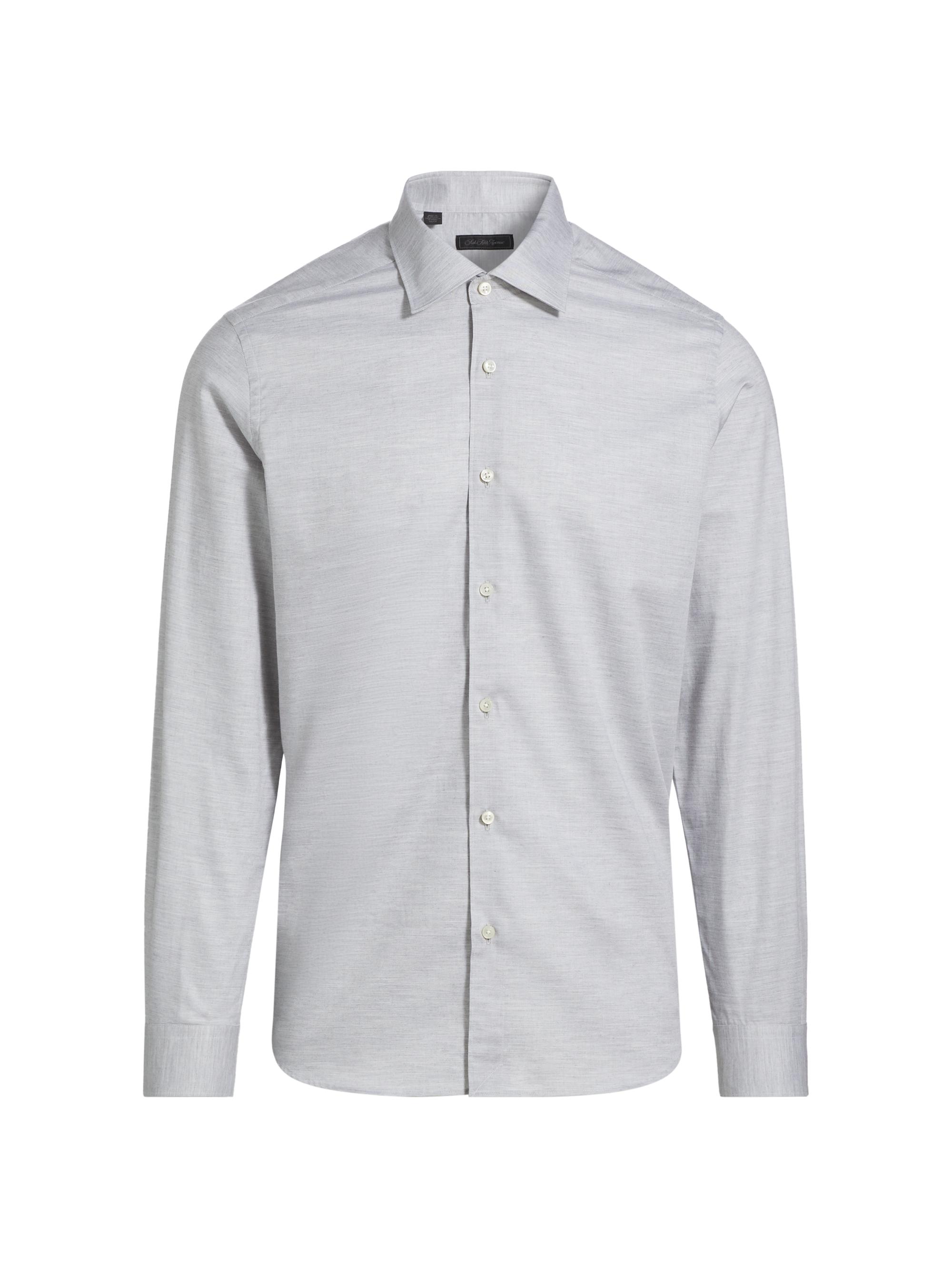 Saks Fifth Avenue Men's Heathered Cotton Dress Shirt - Grey