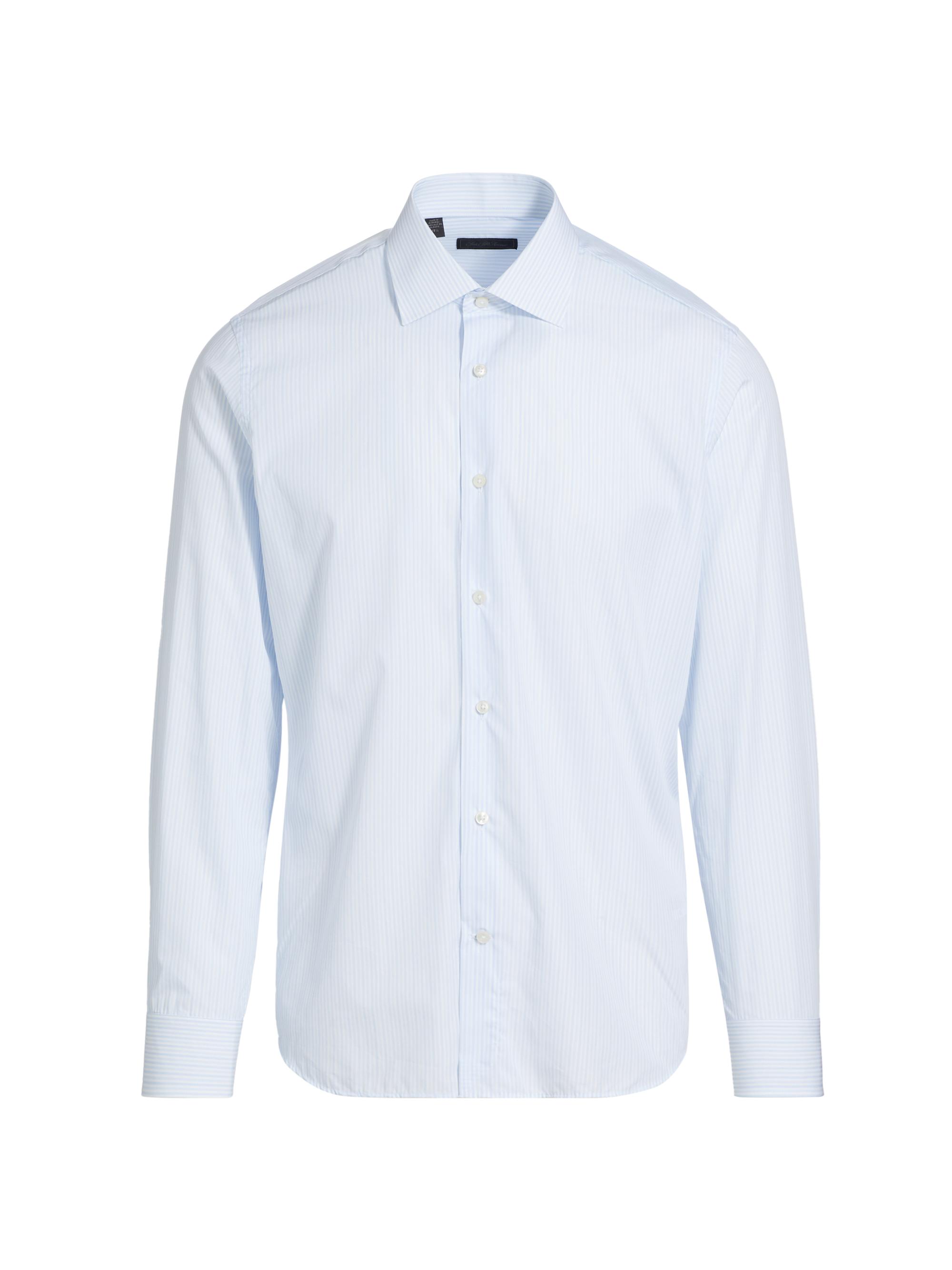Saks Fifth Avenue Men's Striped Cotton Twill Dress Shirt - Light Blue