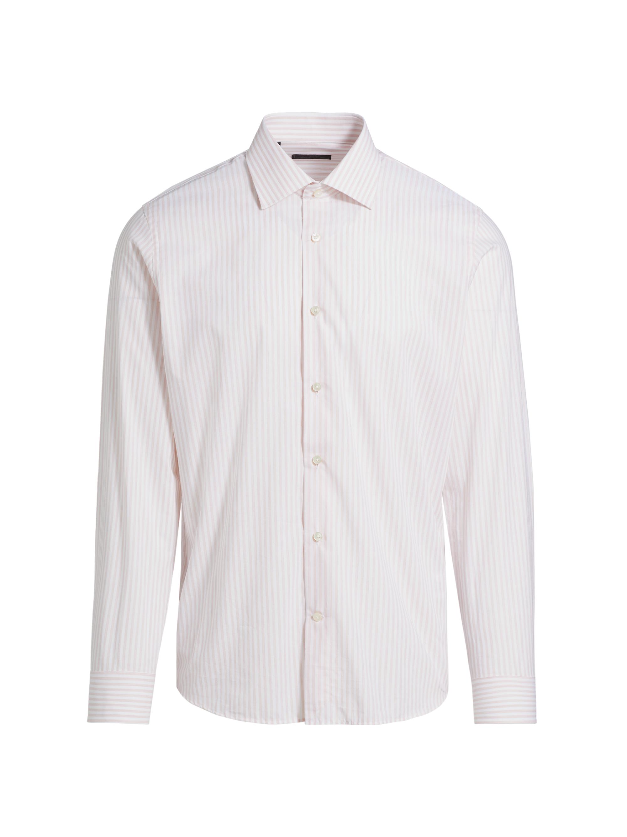 Saks Fifth Avenue Men's Striped Cotton Dress Shirt - Pink