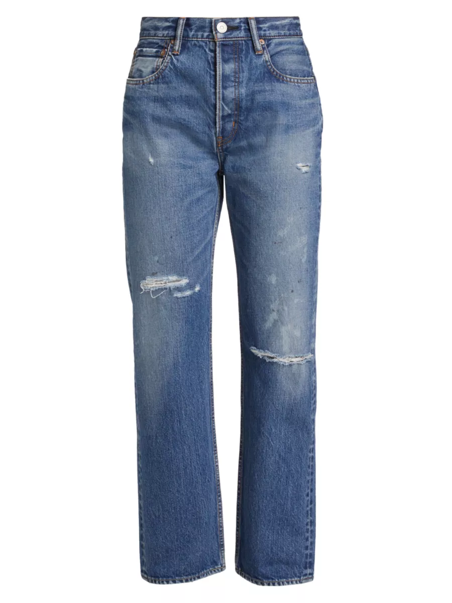 Shop Moussy Vintage Gulfport Distressed Wide-Straight Jeans