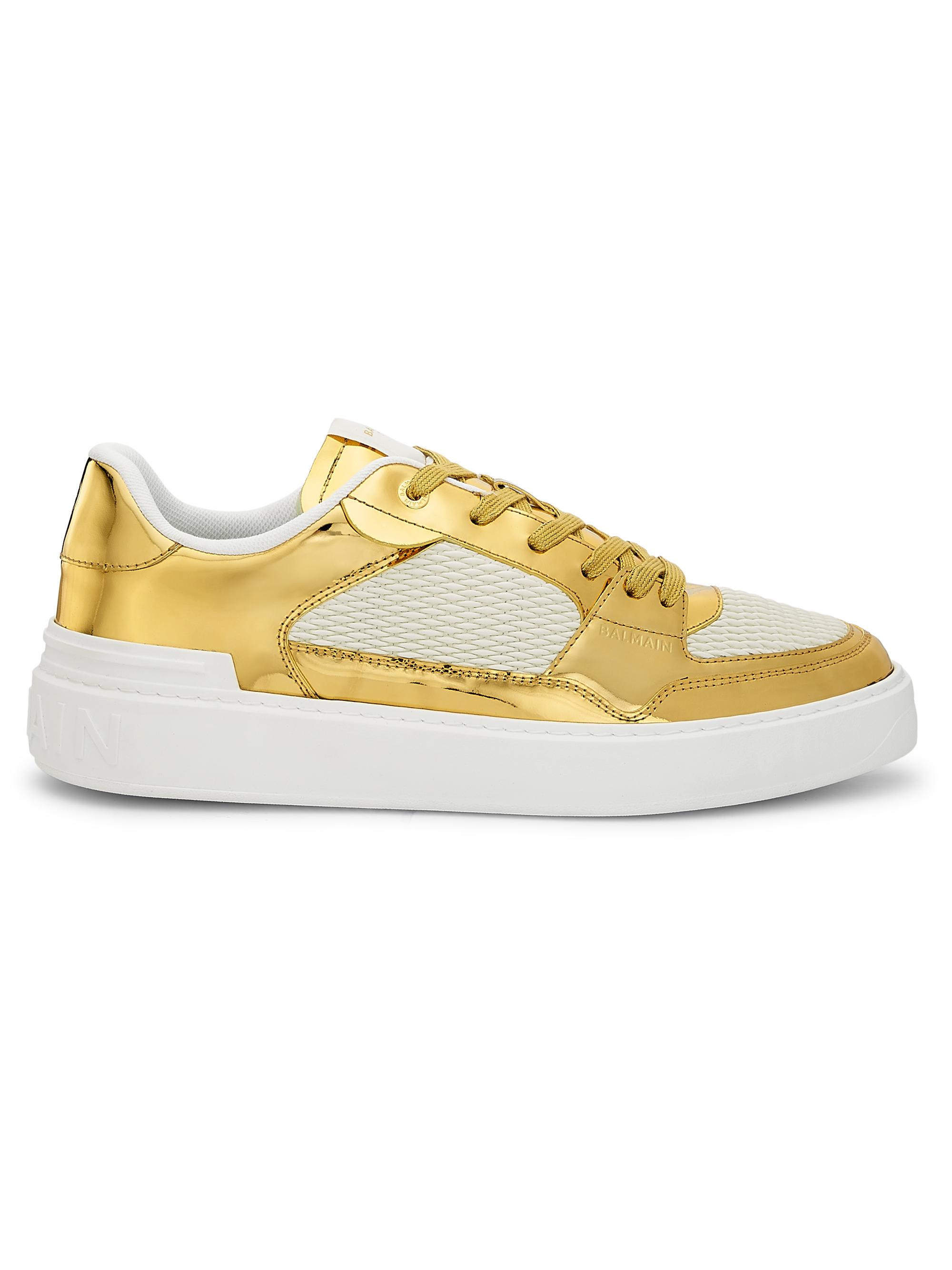 Balmain Men's B-Court Flip-Mirror Sneakers - Gold