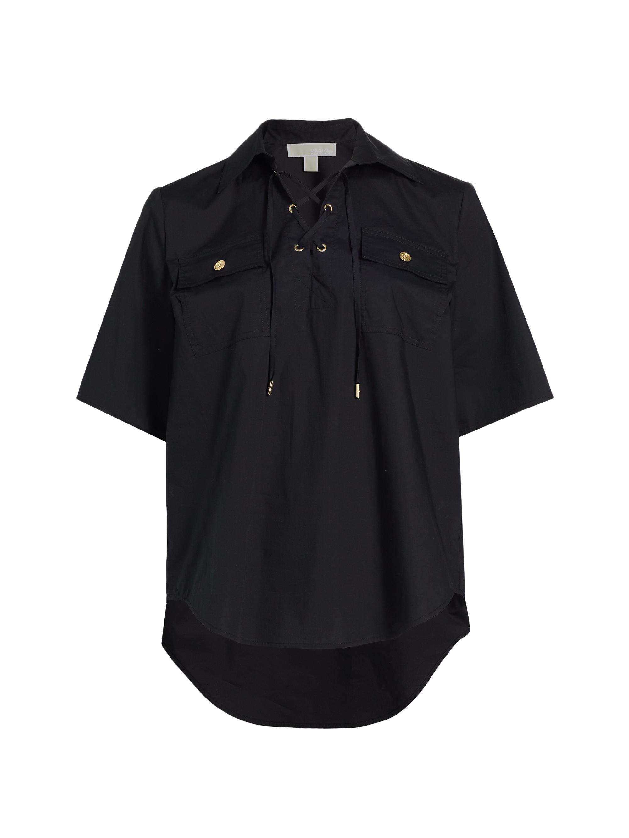 マイケルコース MICHAEL Michael Kors Cotton Lace-Up Short-Sleeve Shirt | Saks