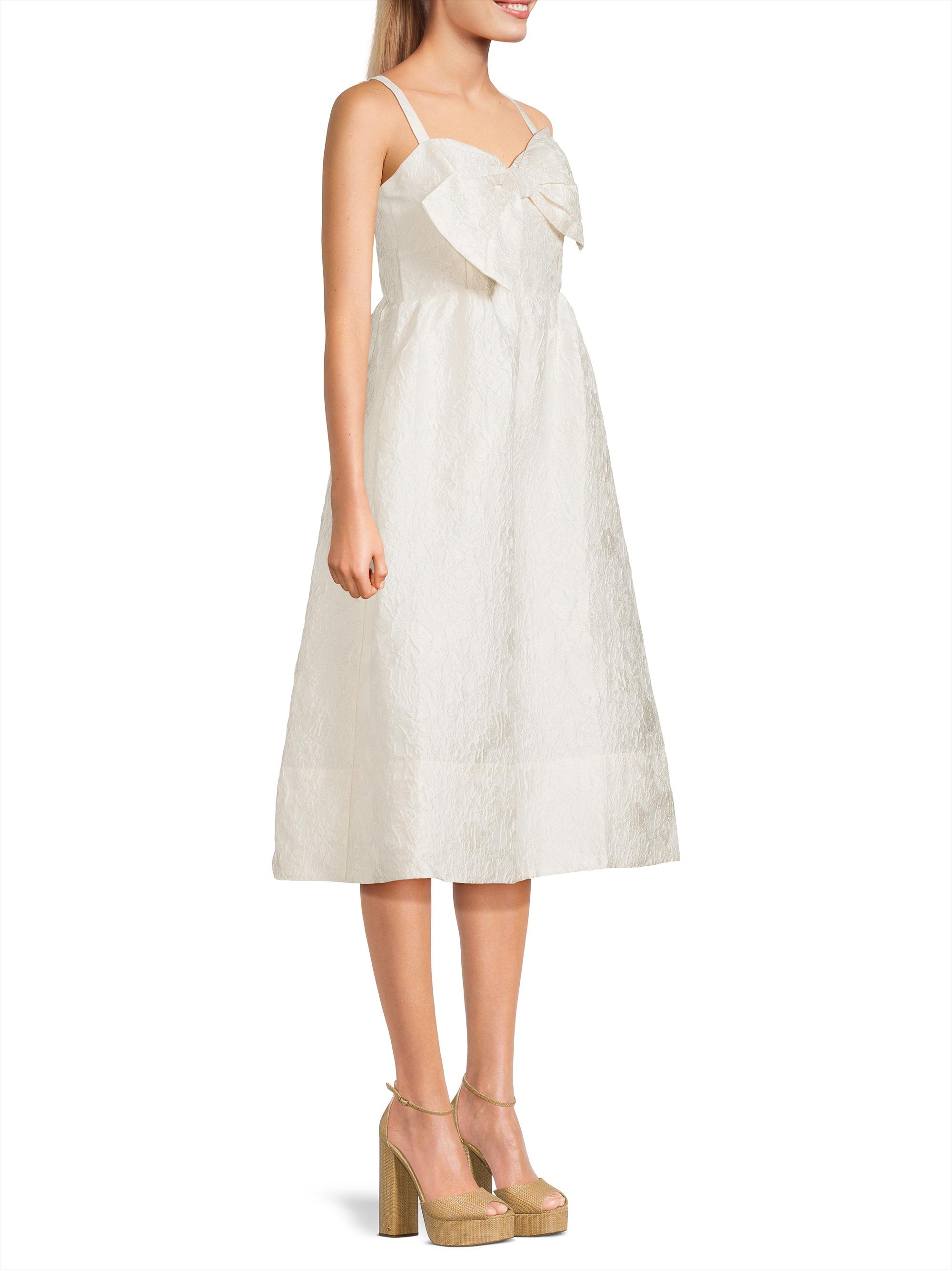 Lilly Pulitzer Ellara Jacquard Midi Bow Women's Dress Coconut Leaf An : 14